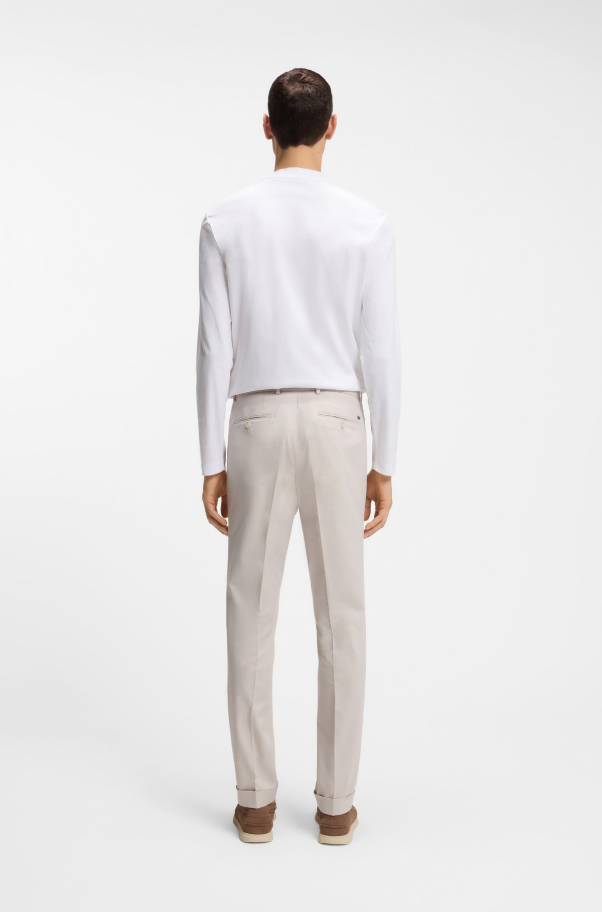 Washable slim-fit trousers in stretch cotton