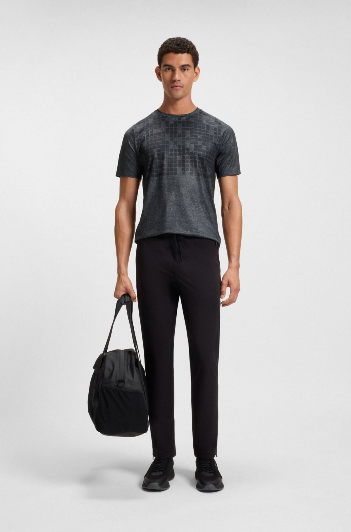 Stretch-mesh slim-fit T-shirt with all-over print