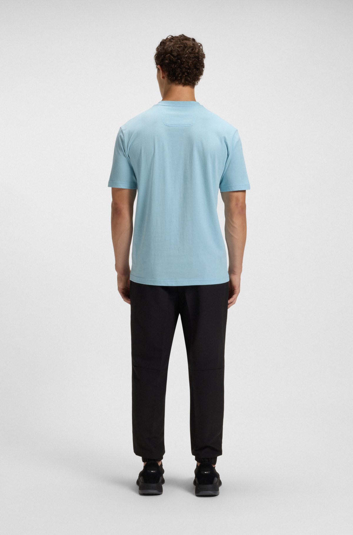 Cotton-jersey T-shirt with logo and stripe