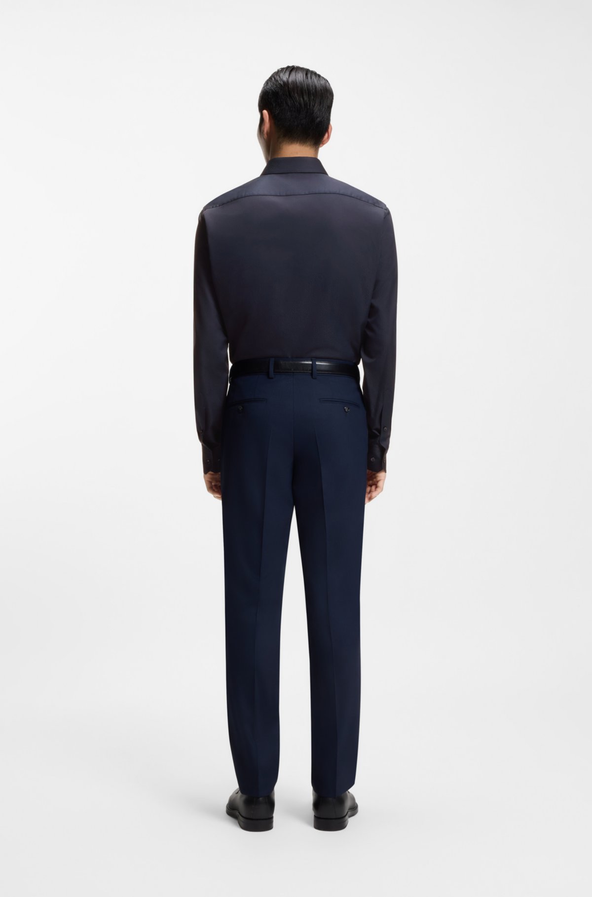 Regular-fit shirt in Italian monogrammed cotton