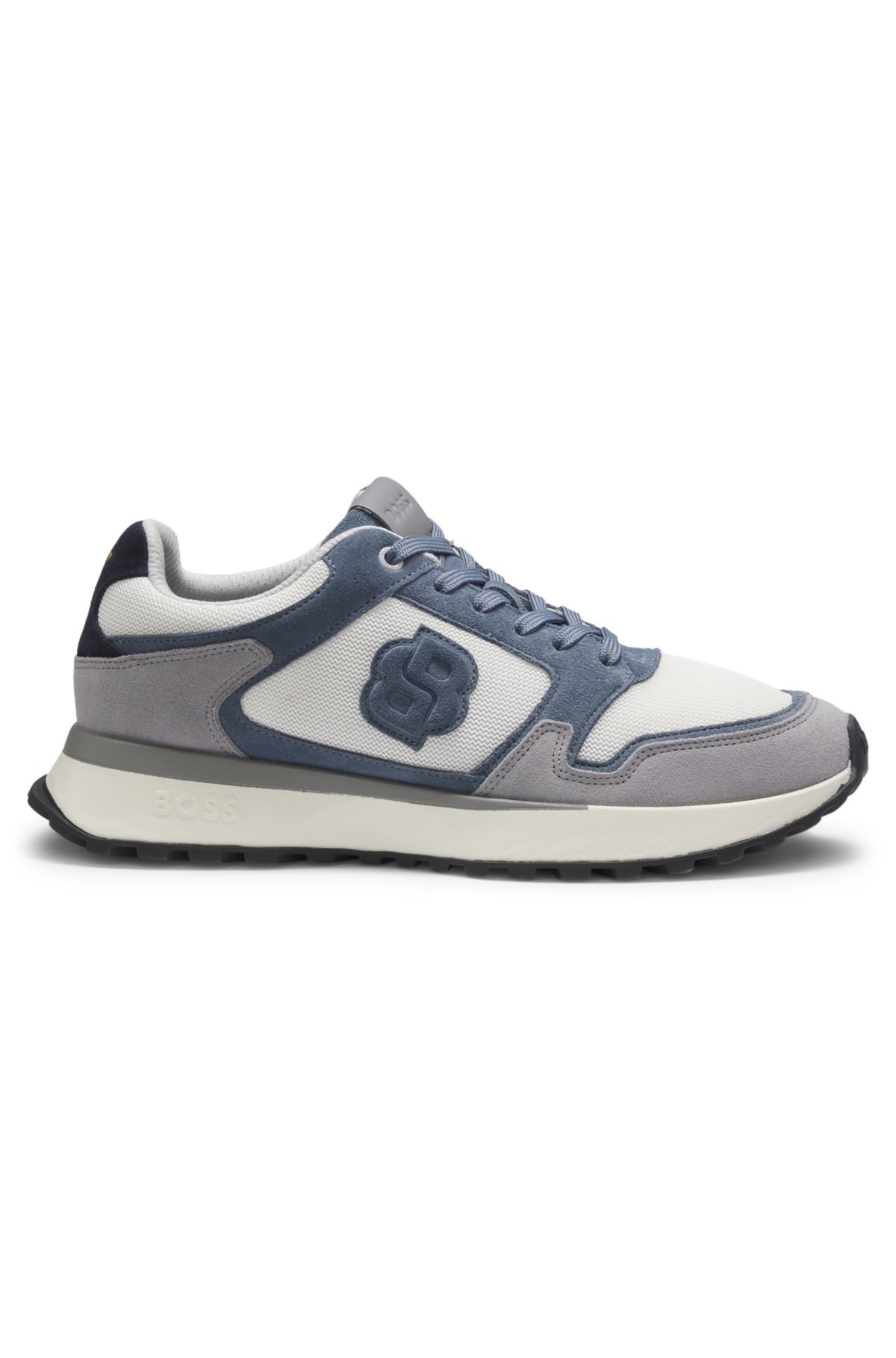 Suede-trim trainers with Double B monogram