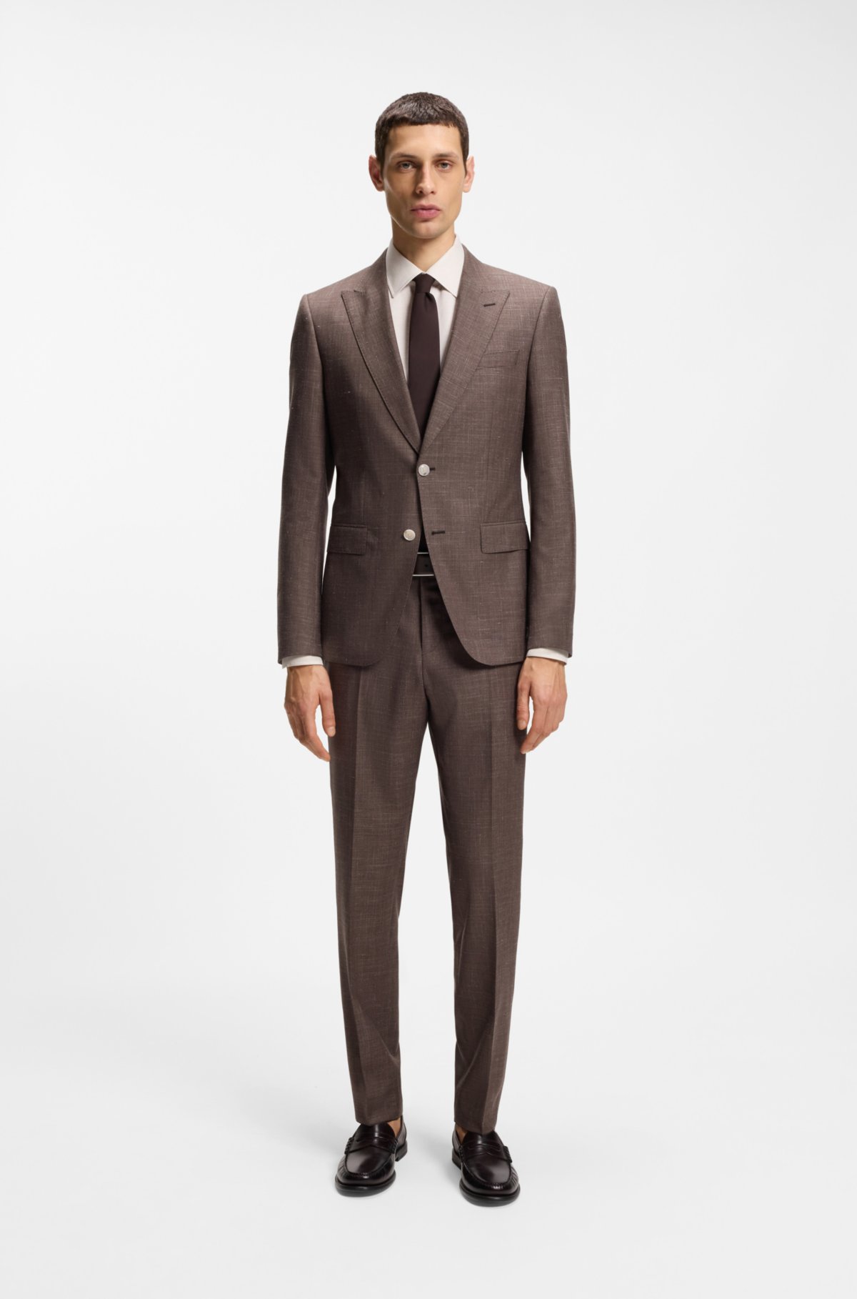 Slim-fit shirt in linen-blend twill