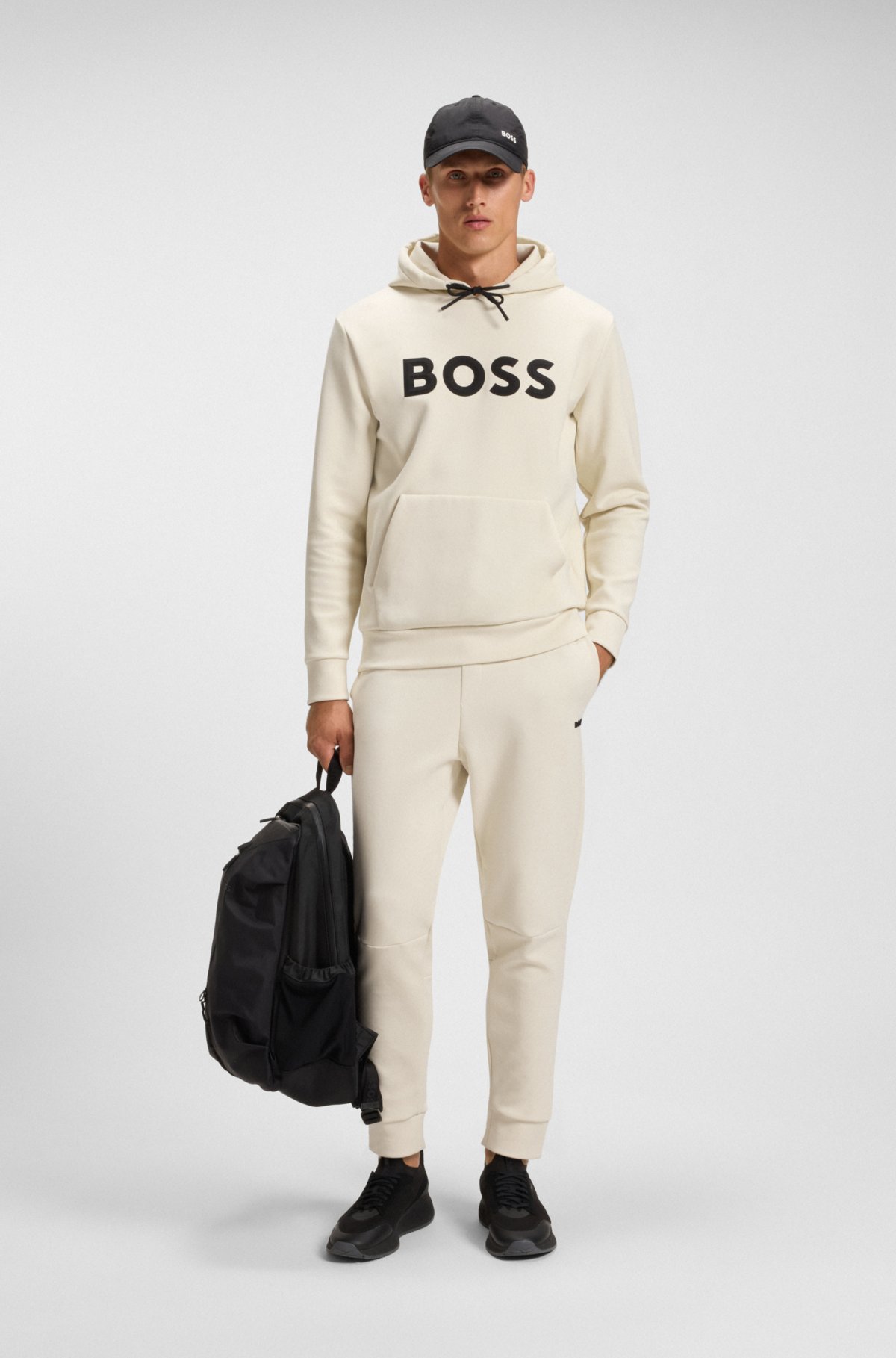Moulded-logo hoodie in a cotton blend