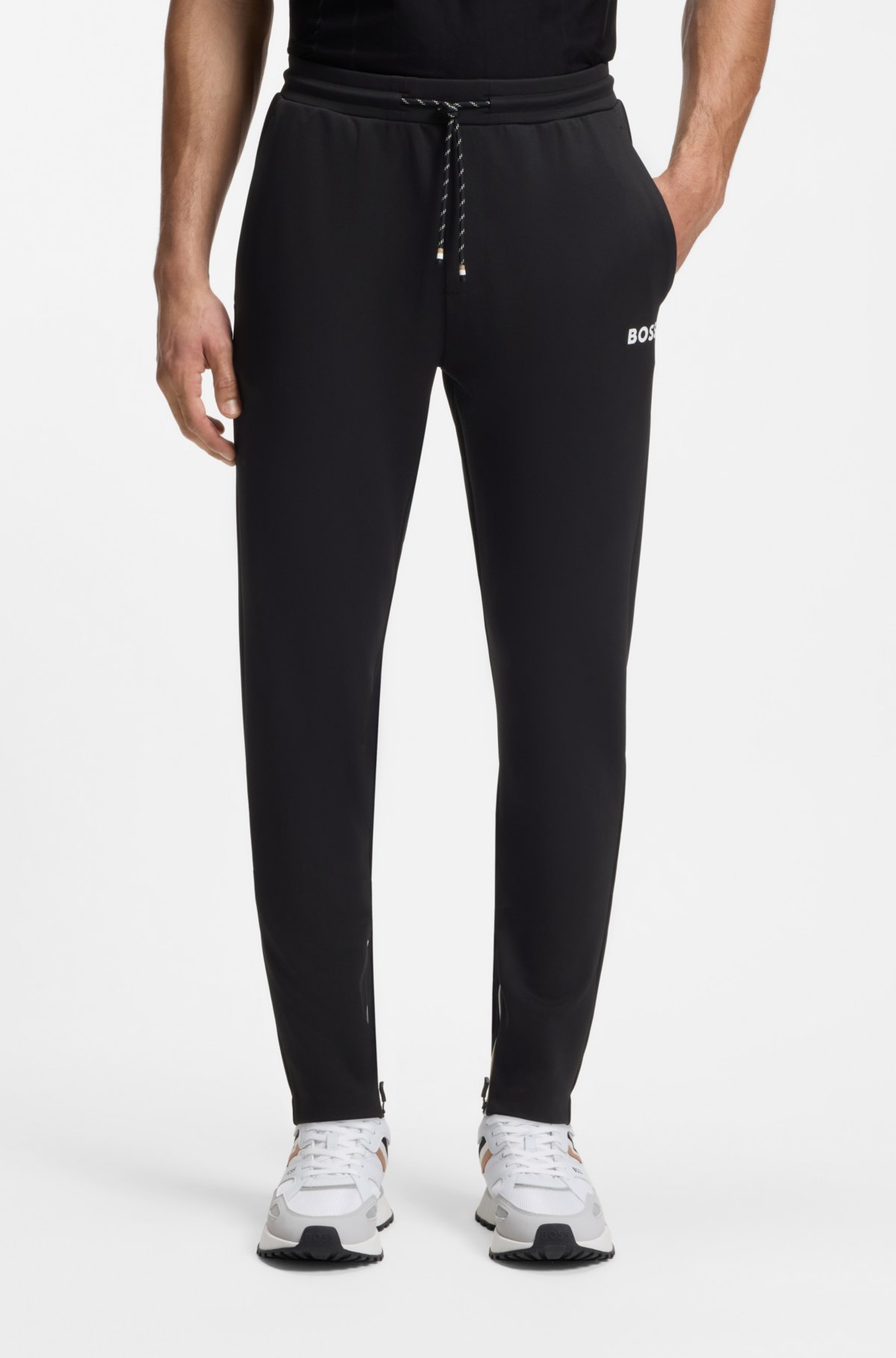 Active Stretch-gabardine tracksuit bottoms with zipped hems