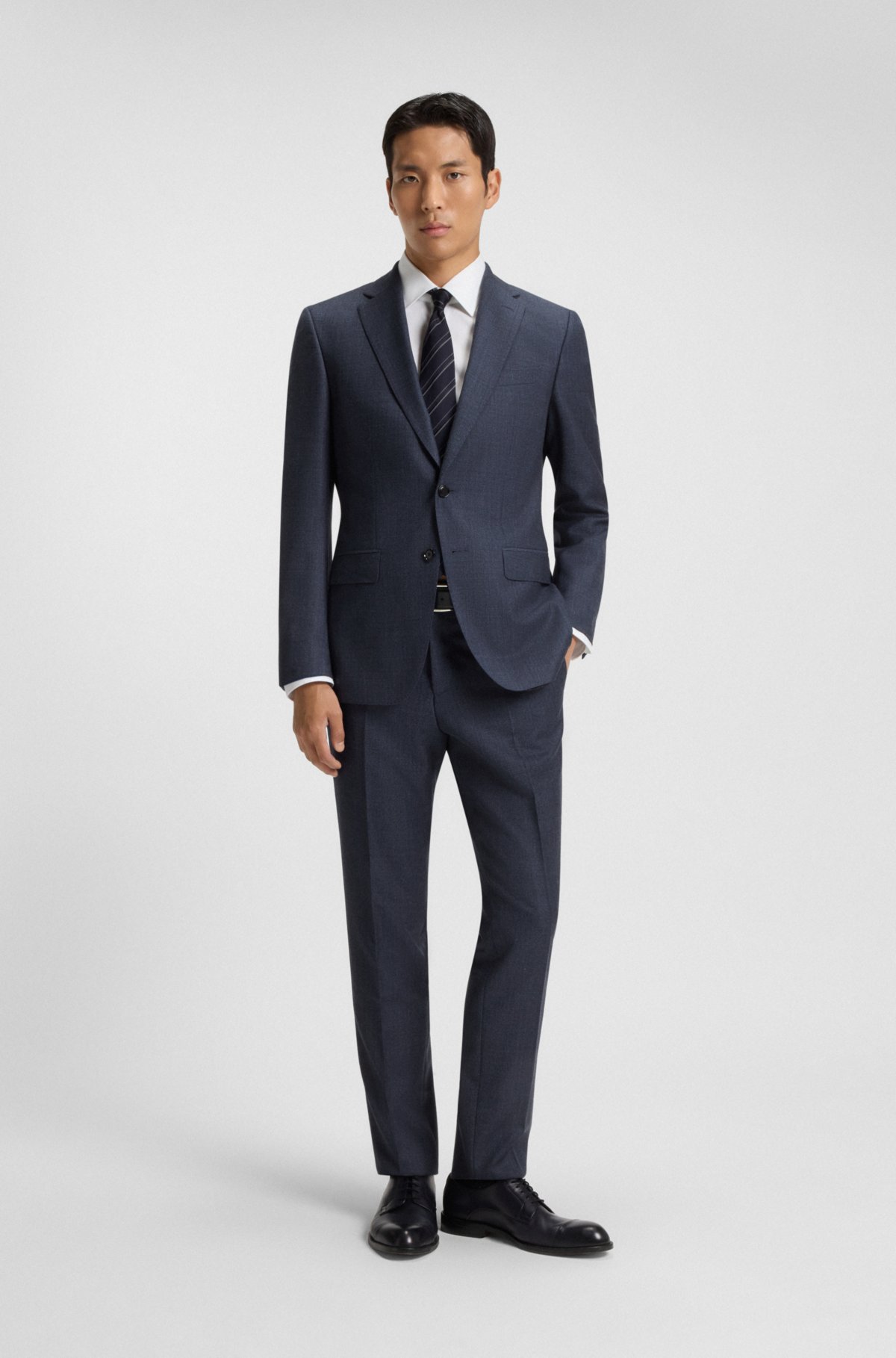 Micro-patterned slim-fit jacket in virgin wool