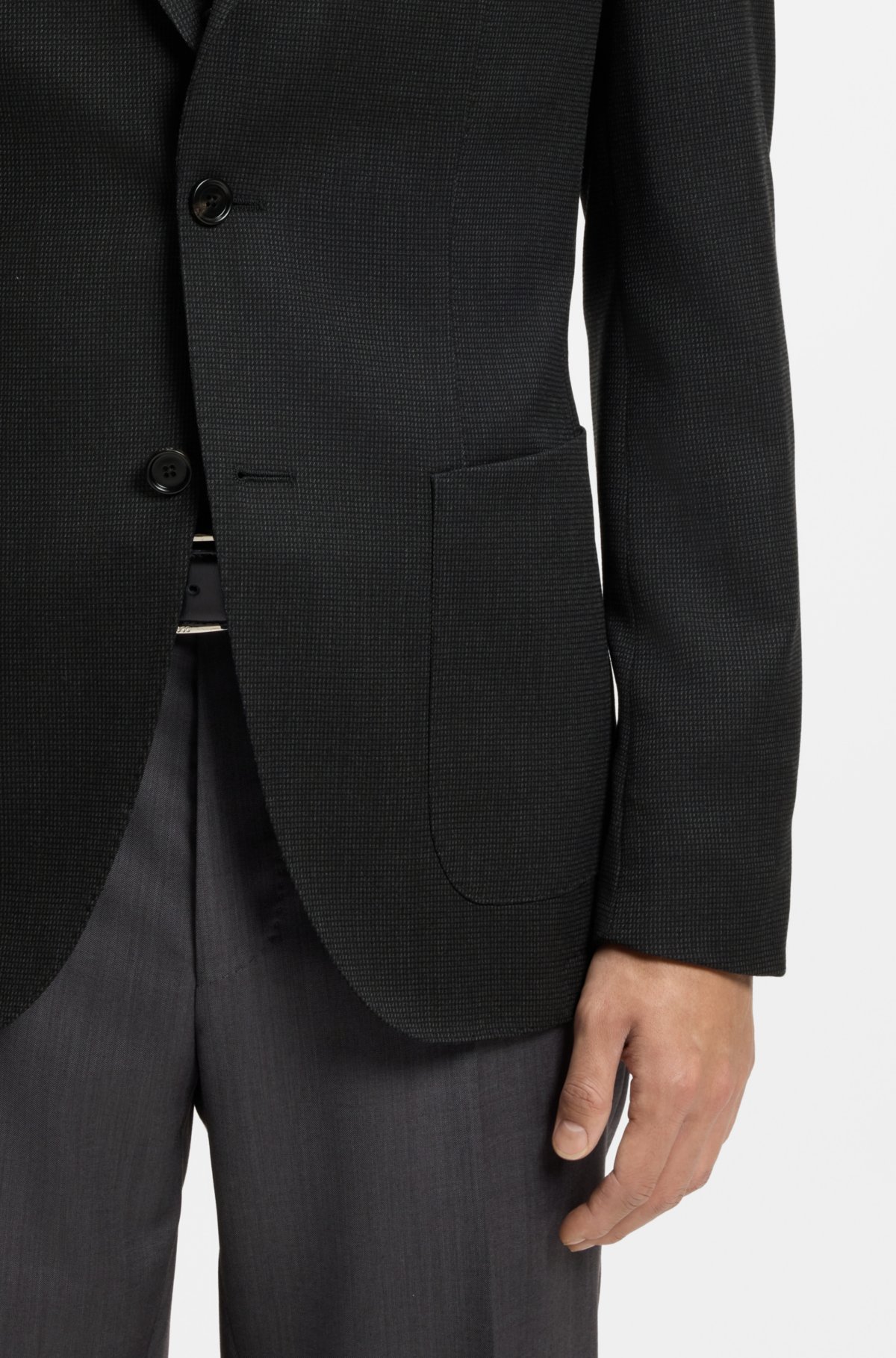 Slim-fit jacket in virgin wool and silk