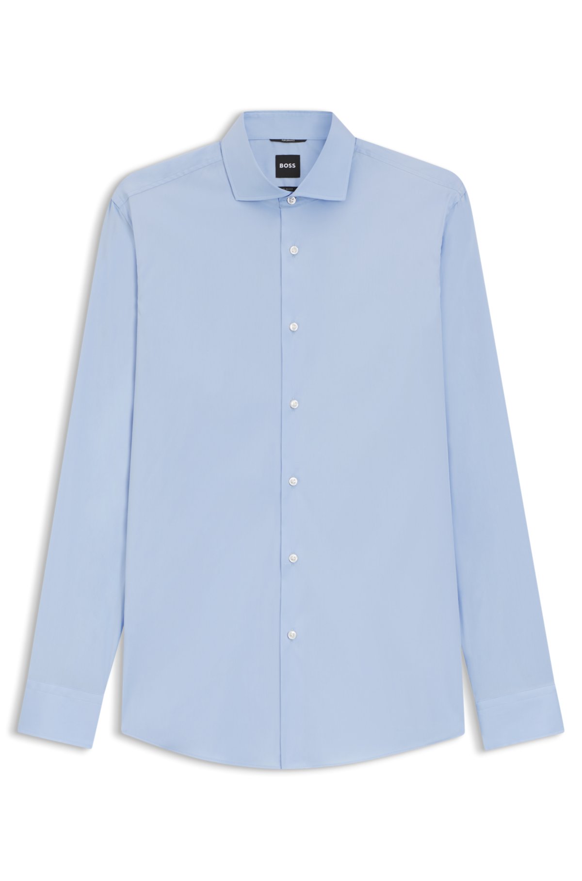 Easy-iron slim-fit shirt in cotton-blend poplin