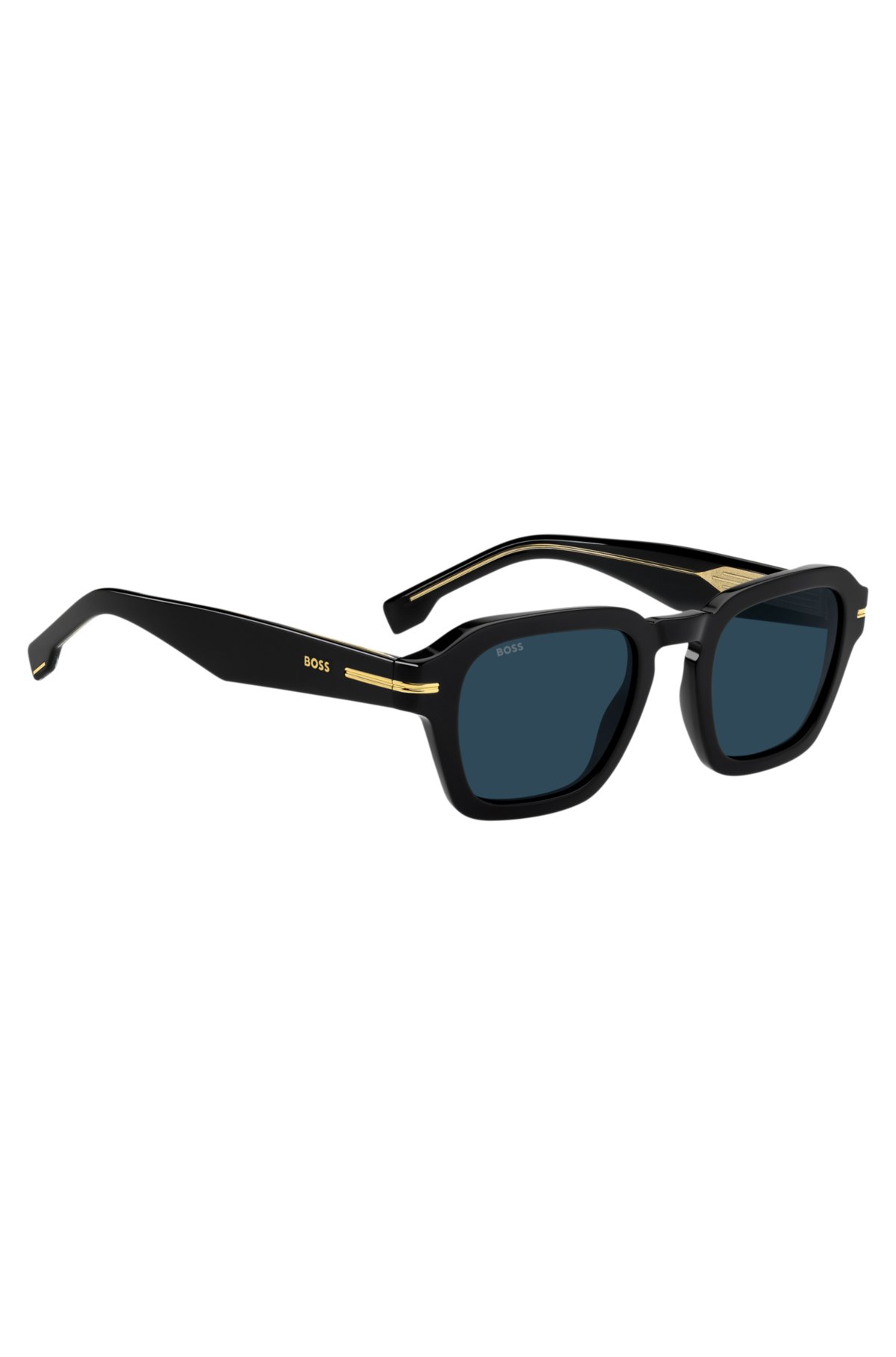 Black acetate sunglasses with gold-tone trims