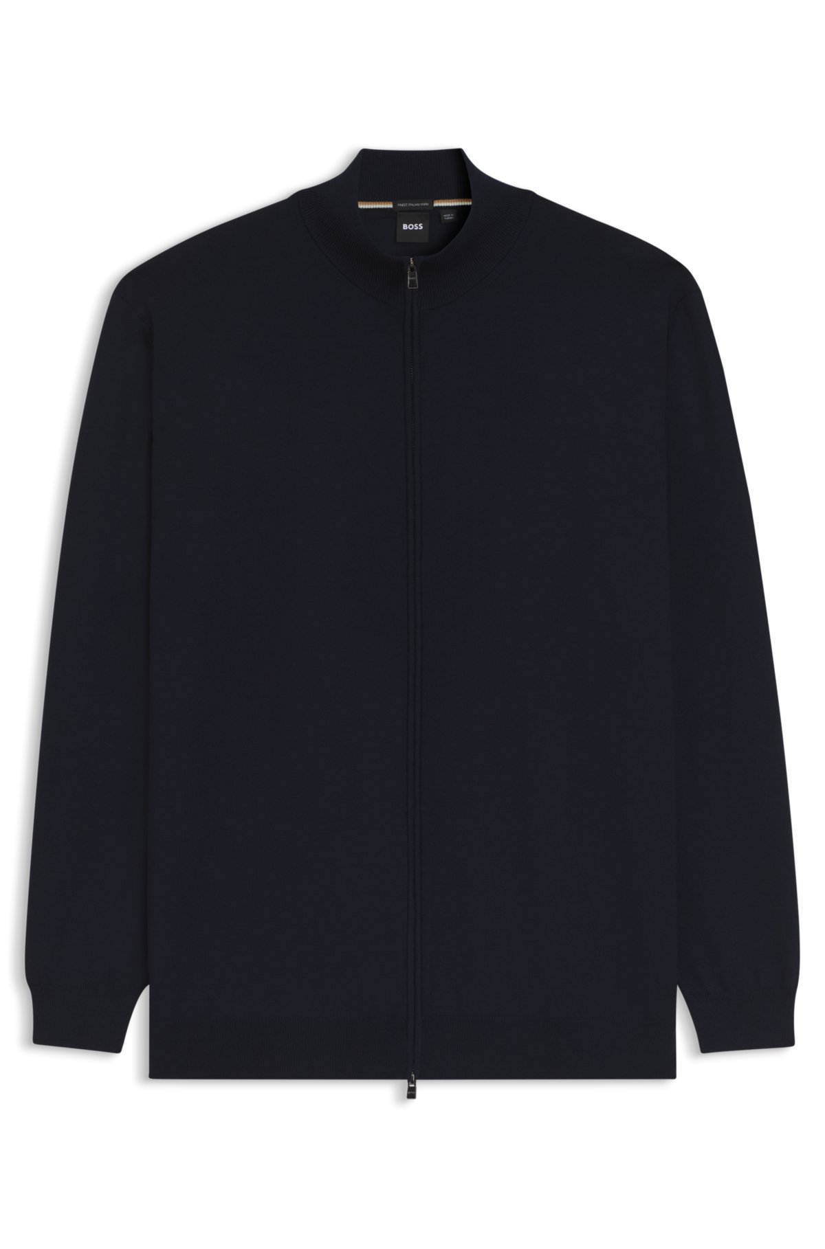 Zippered cardigan in extra-fine merino wool