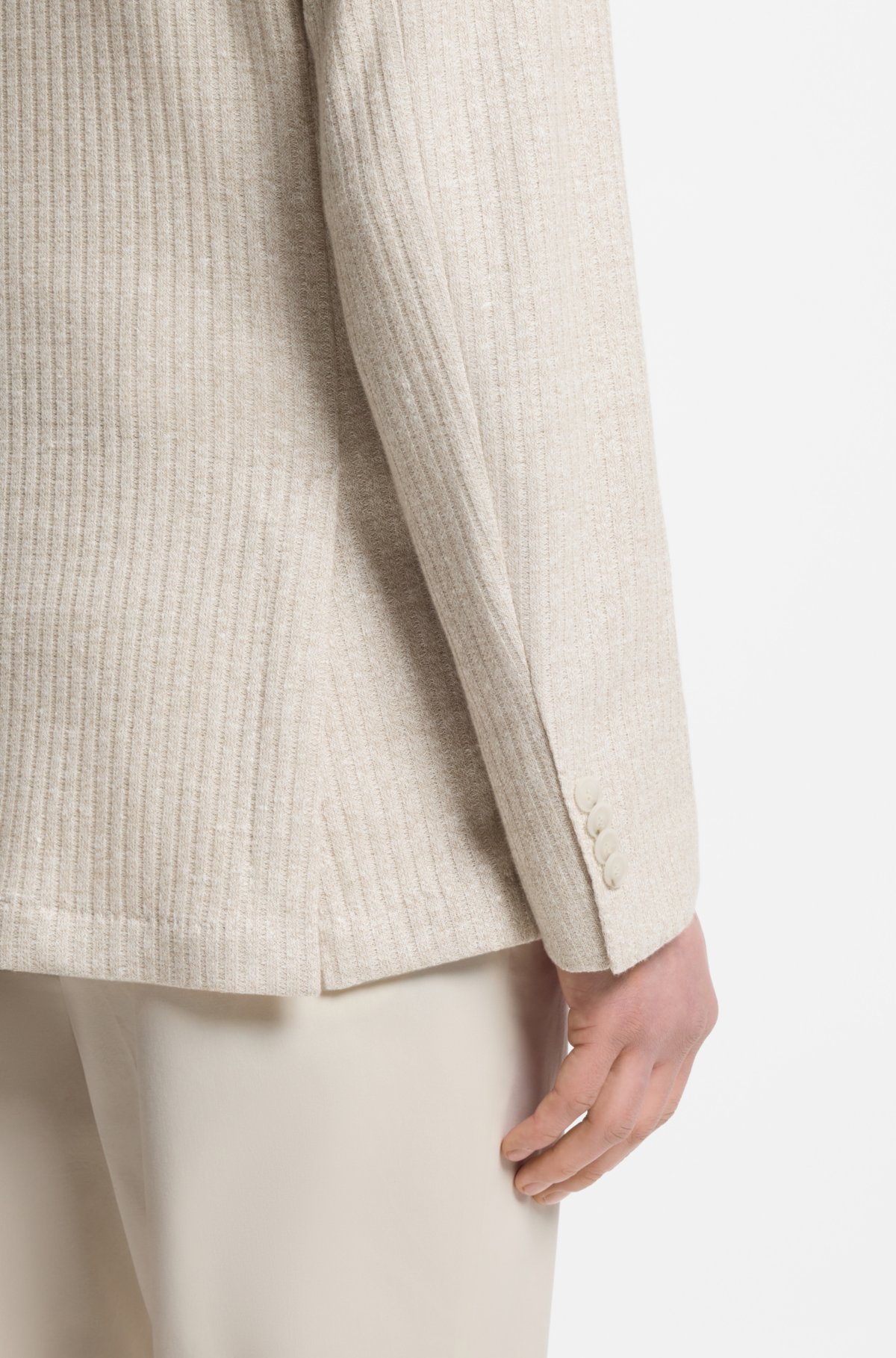 Slim-fit blazer in striped linen and cotton
