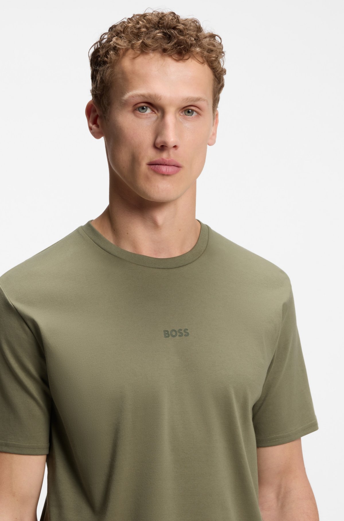 Two-piece branded pajama set in interlock cotton