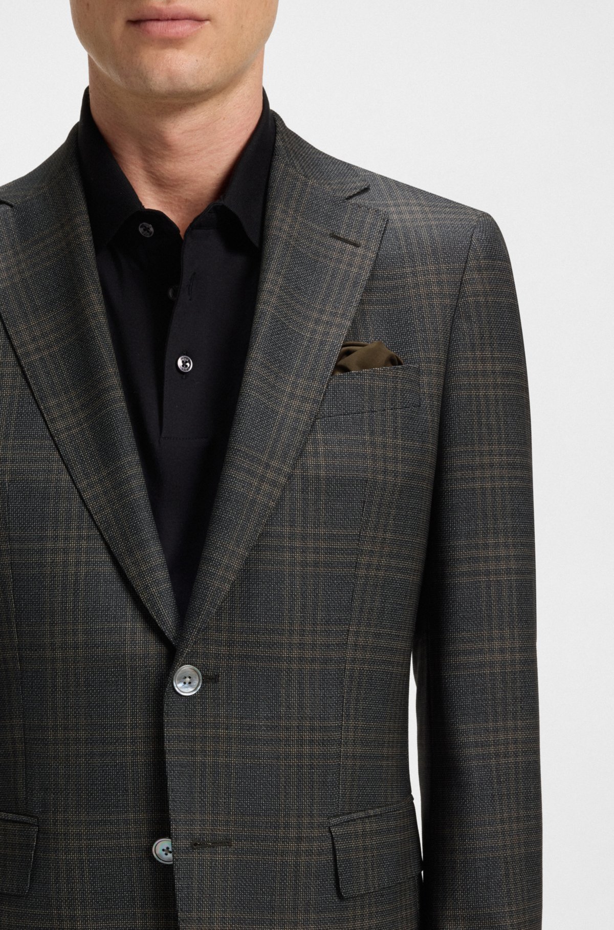 Checked slim-fit jacket in virgin wool
