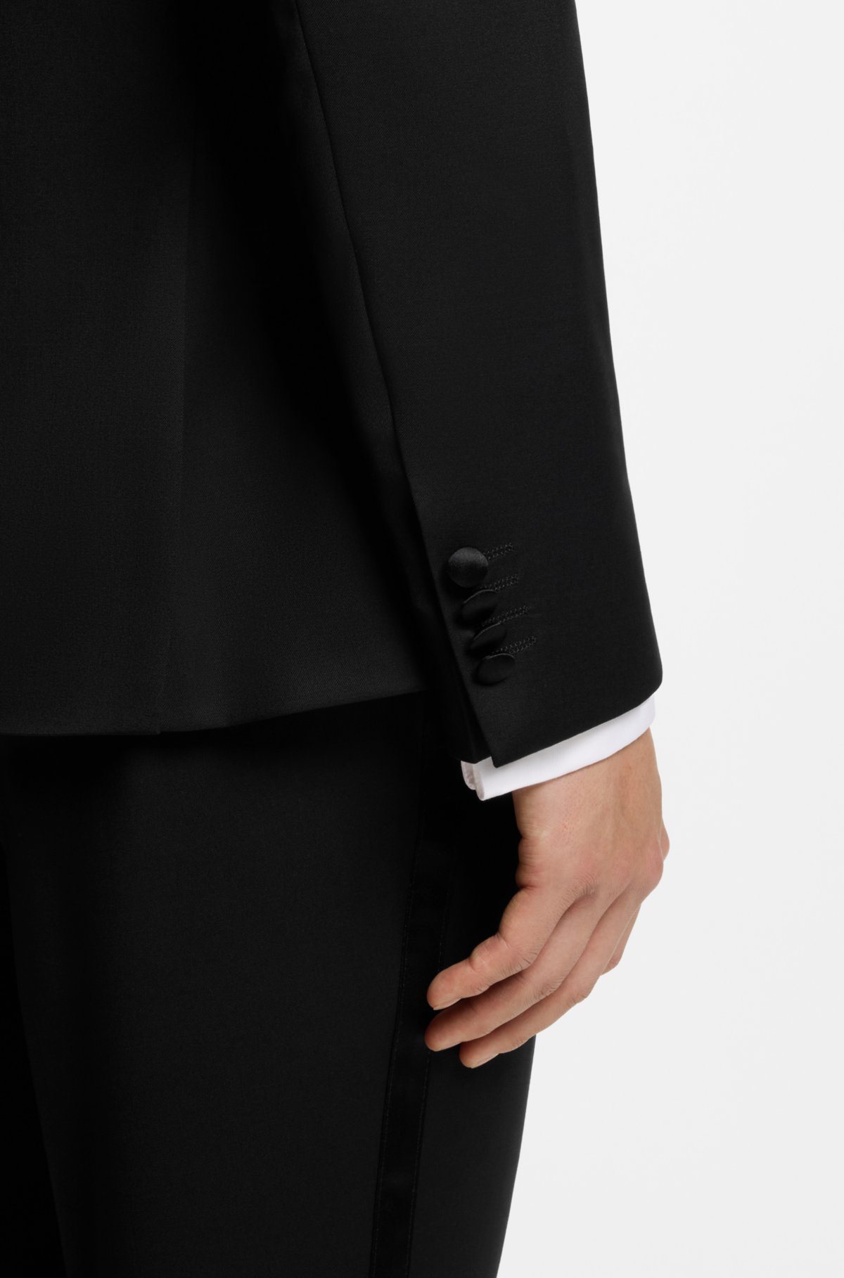 Slim-fit tuxedo jacket in wool serge