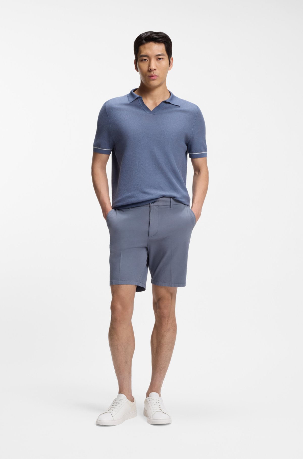 Modern-fit shorts in stretch-cotton twill