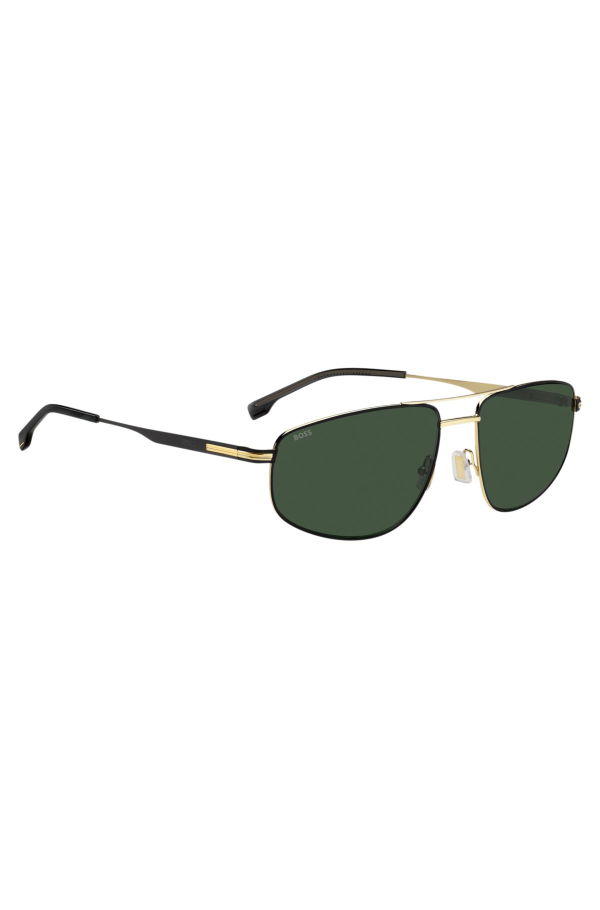 Double-bridge sunglasses in black with gold-tone trims
