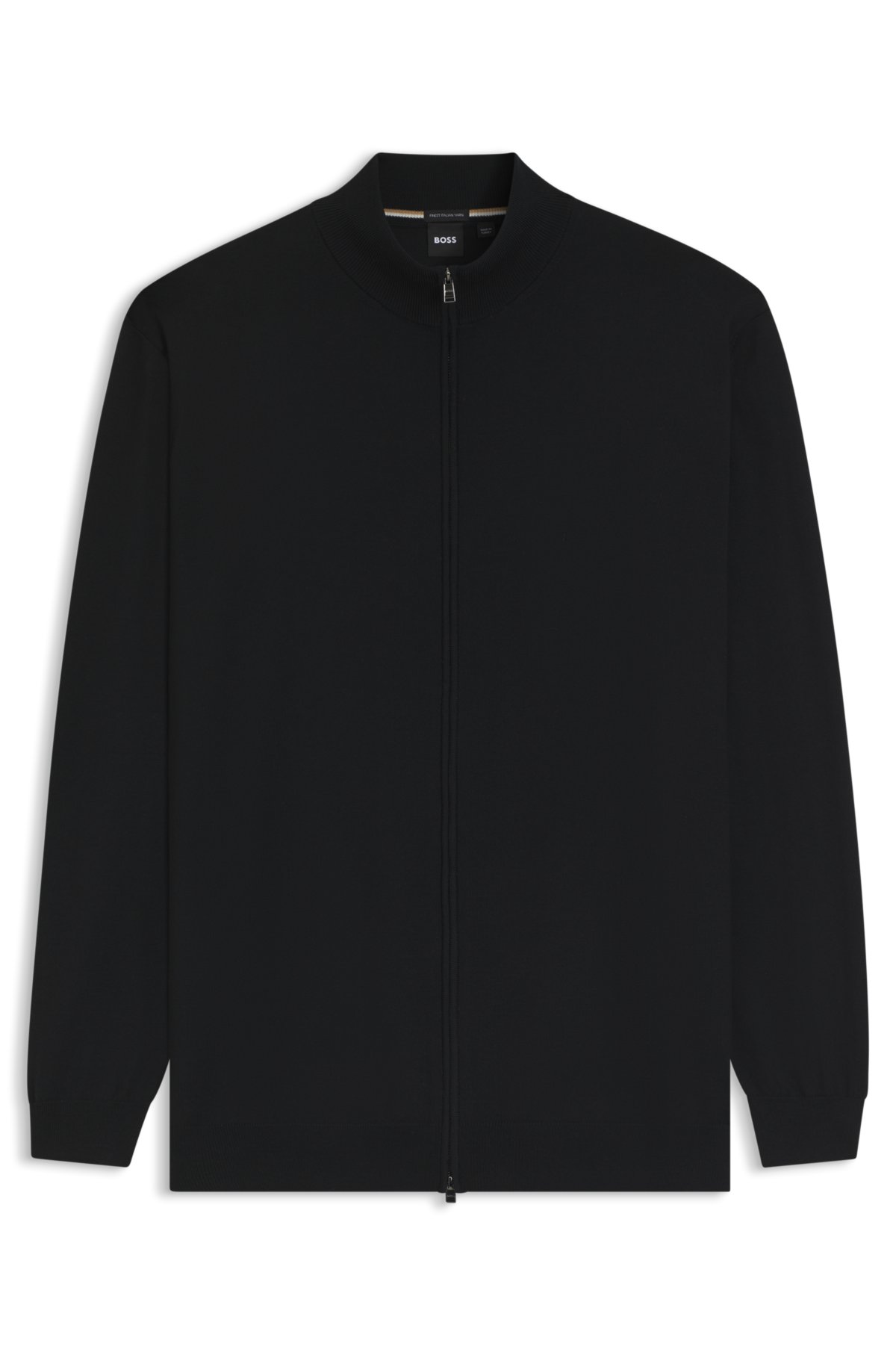 Zippered cardigan in extra-fine merino wool