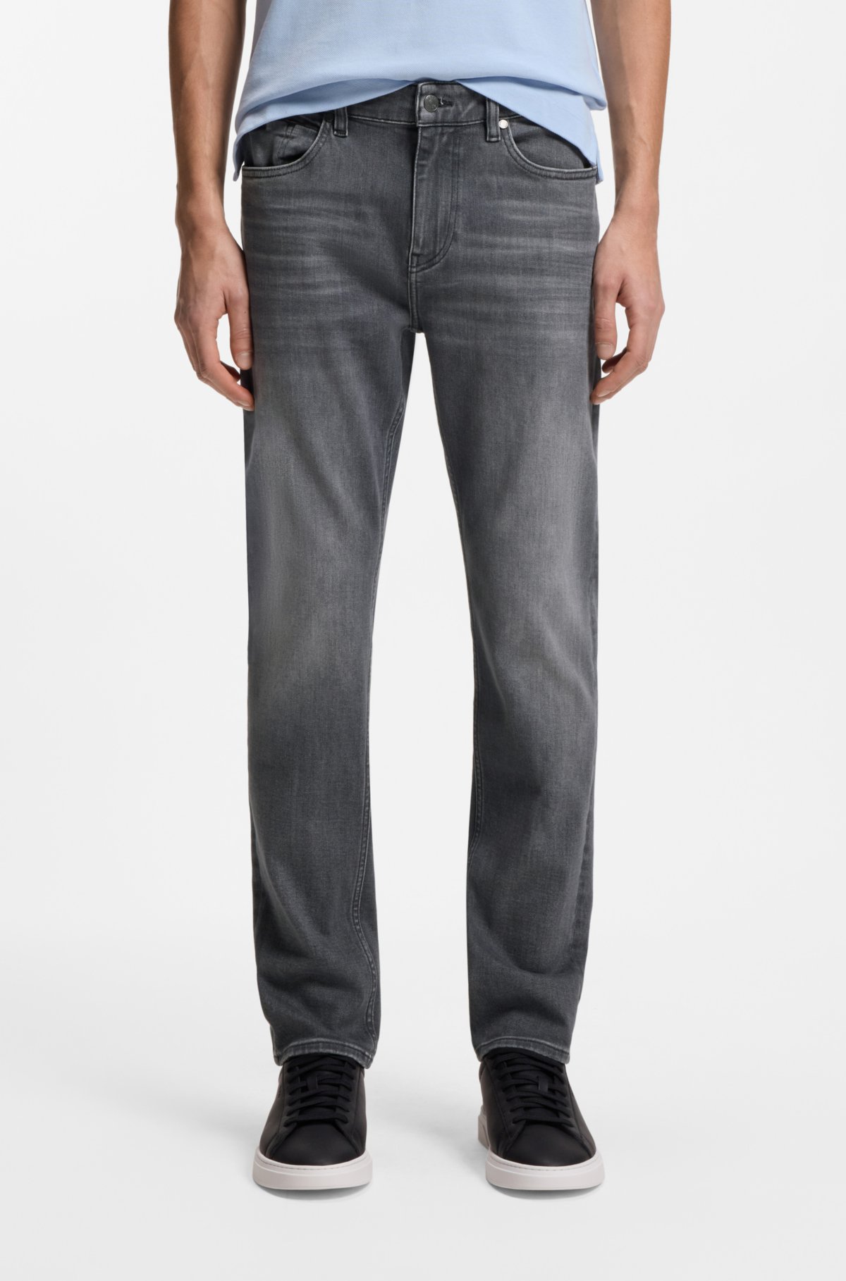 Grey slim-fit jeans in stretch denim