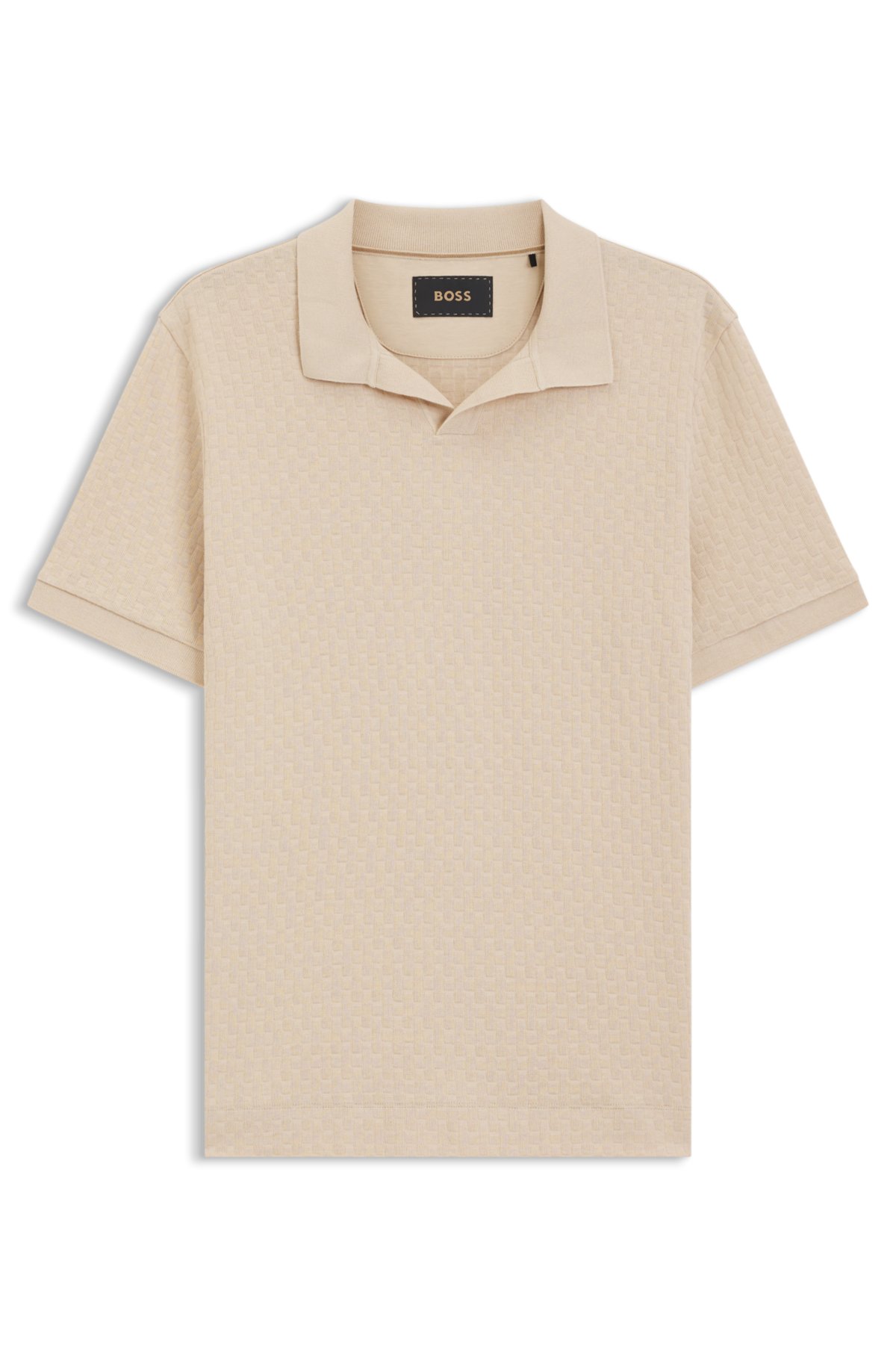 Johnny-collar polo shirt in Italian stretch cotton