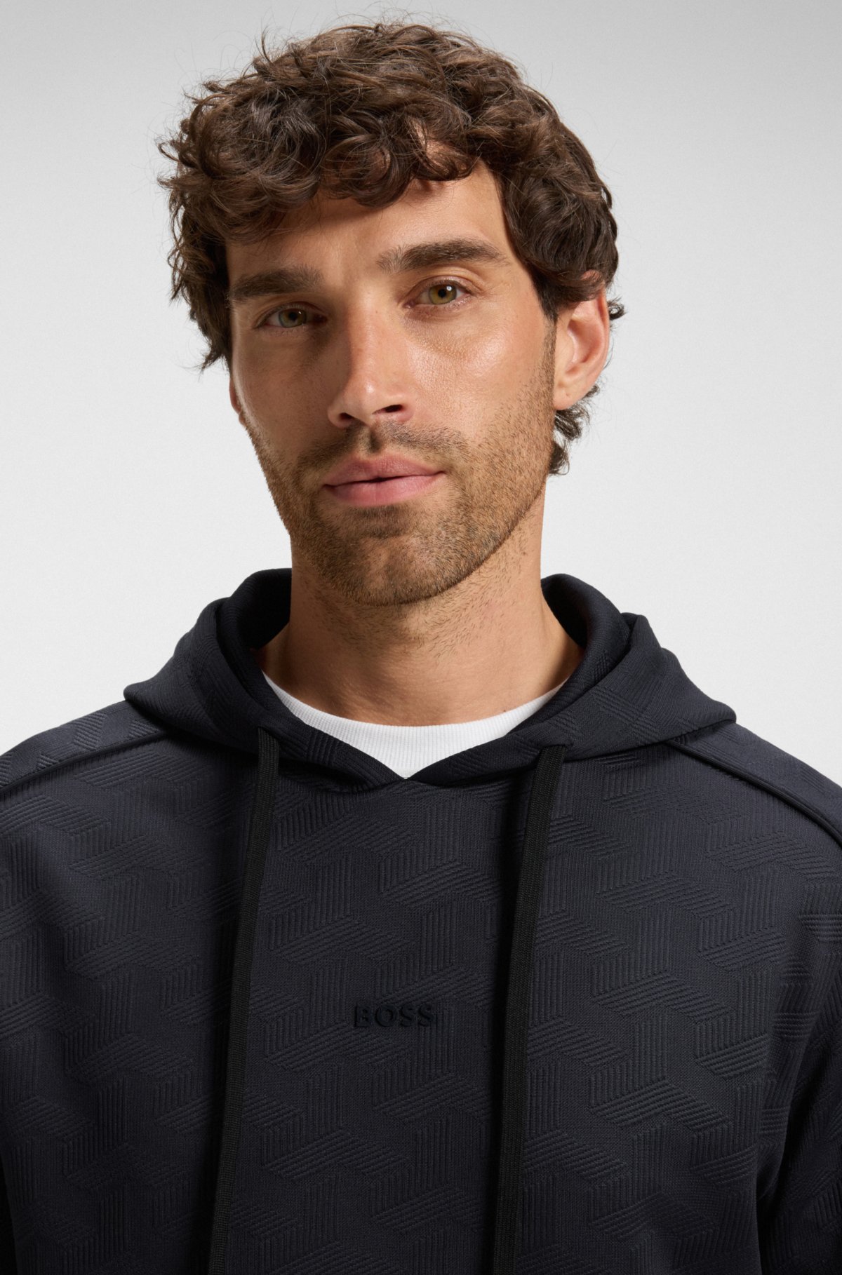 Quilted-jacquard hoodie in a regular fit