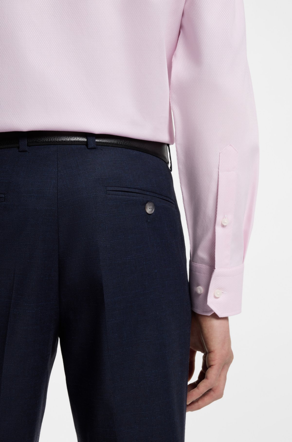 Easy-iron regular-fit shirt in stretch-cotton dobby