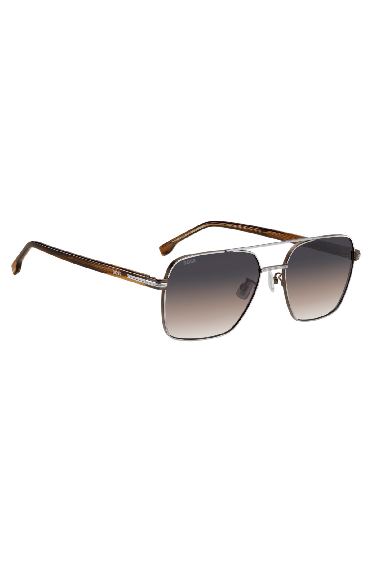 Double-bridge sunglasses with contrast temples