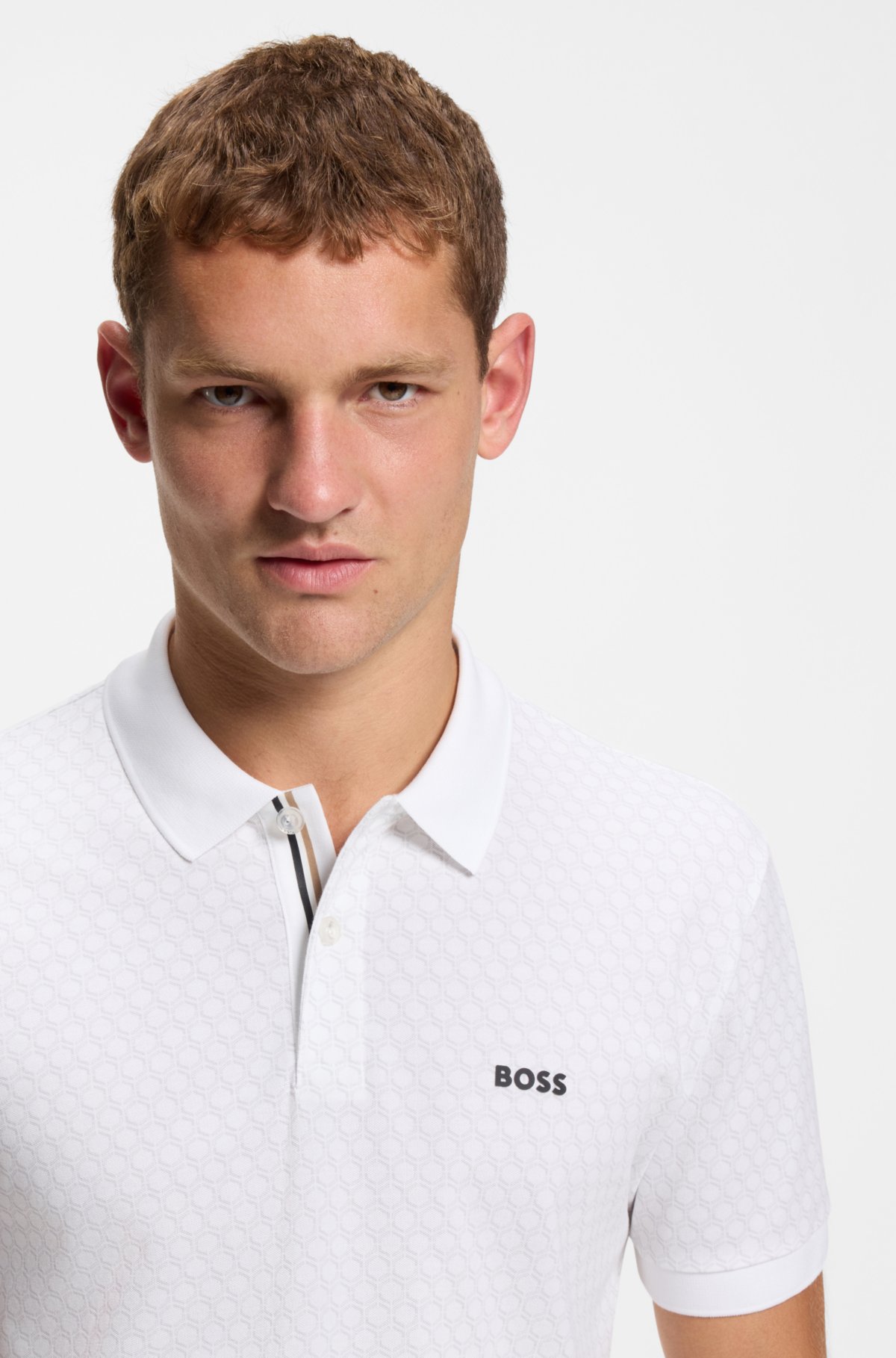 Printed polo shirt in cotton piqué