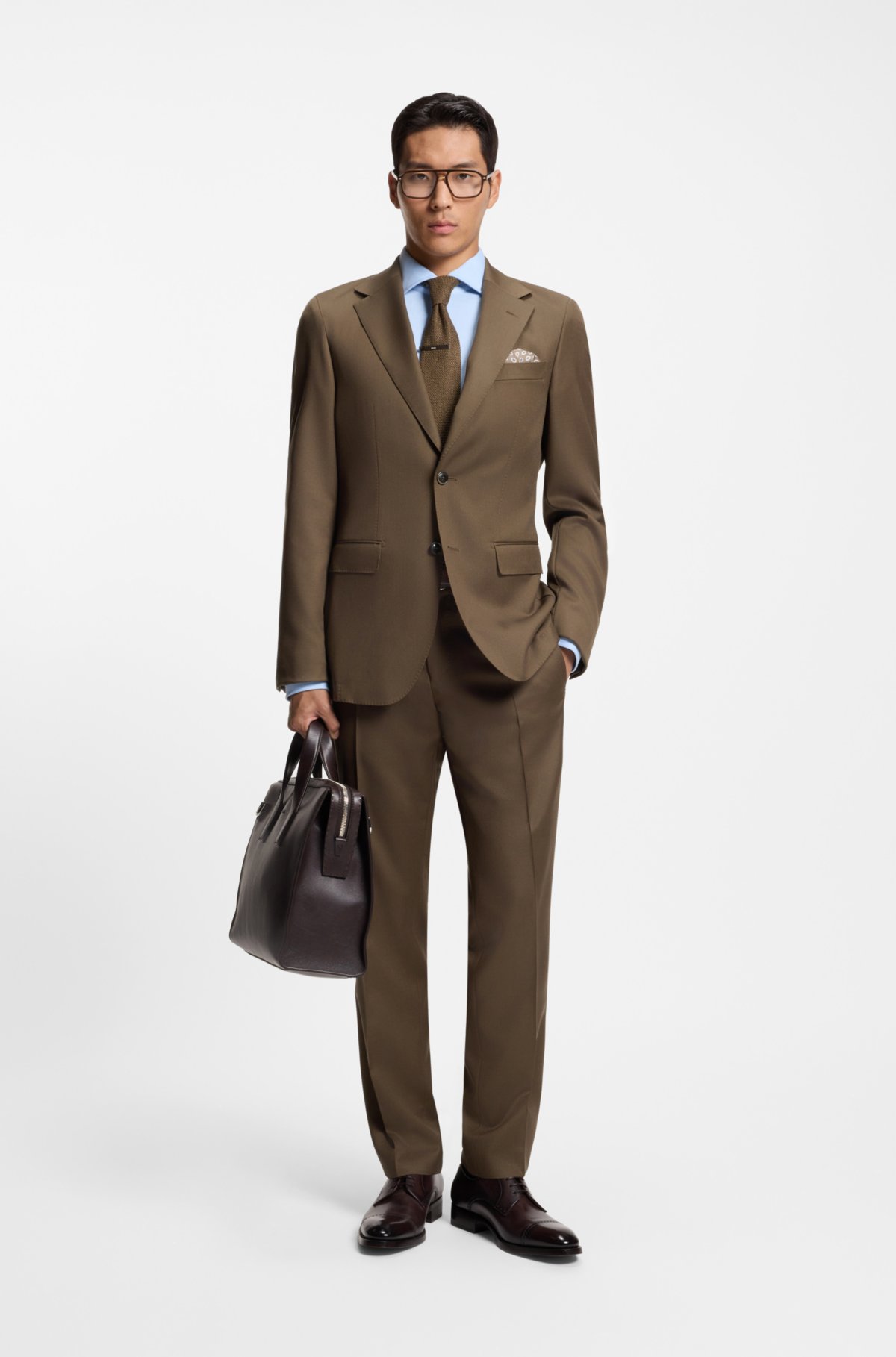 Regular-fit jacket in virgin and textured wool
