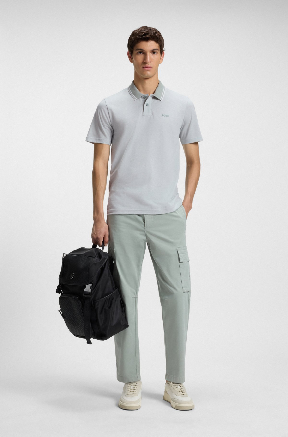 Logo-print polo shirt in cotton piqué