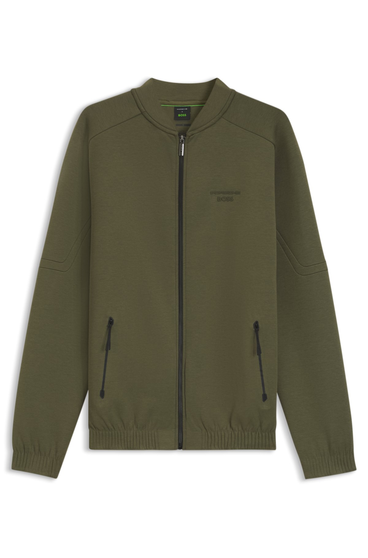 Porsche x BOSS zipper-up sweatshirt with embossed artwork