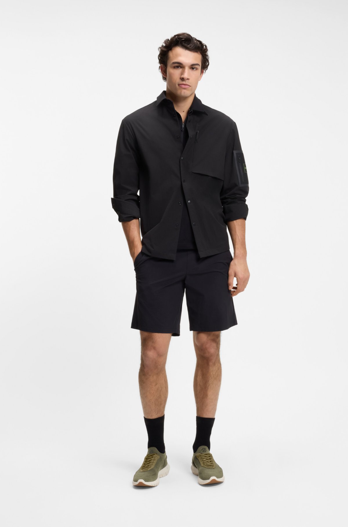 BOSS-MOTION sneakers with knitted uppers and leather trims