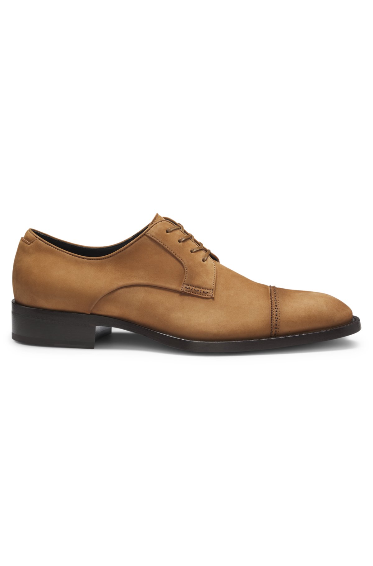 Derby shoes in suede with stitched details