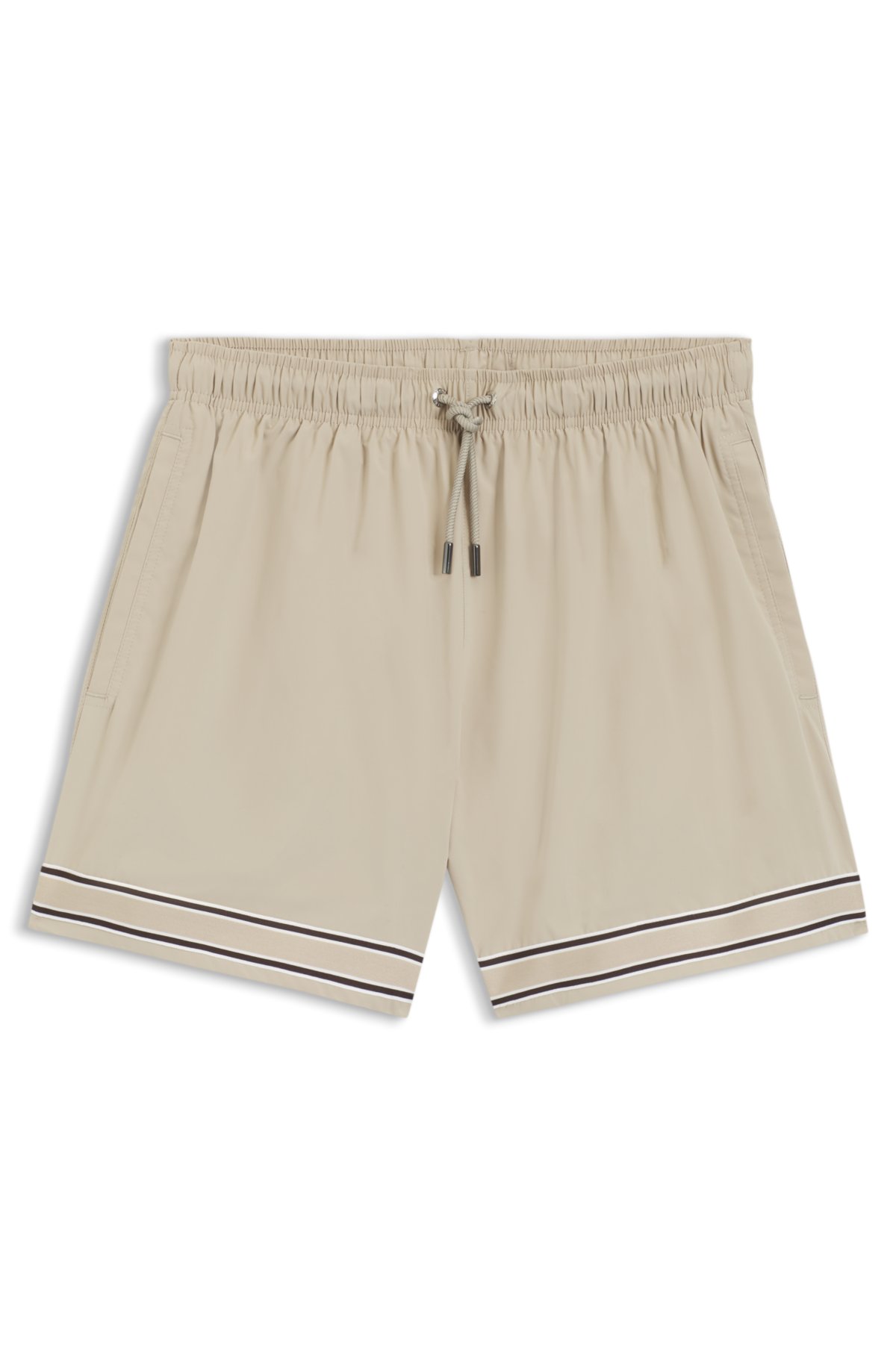 Drawstring swim shorts in stretch fabric with tape trim