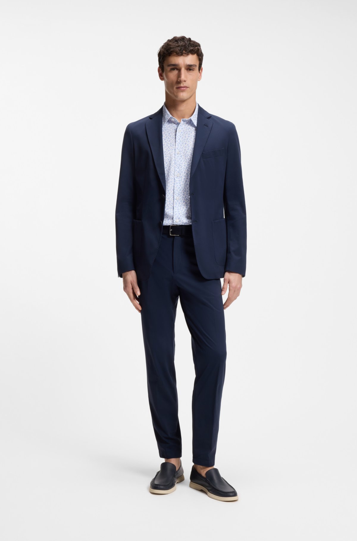 Printed slim-fit shirt in cotton-blend jersey