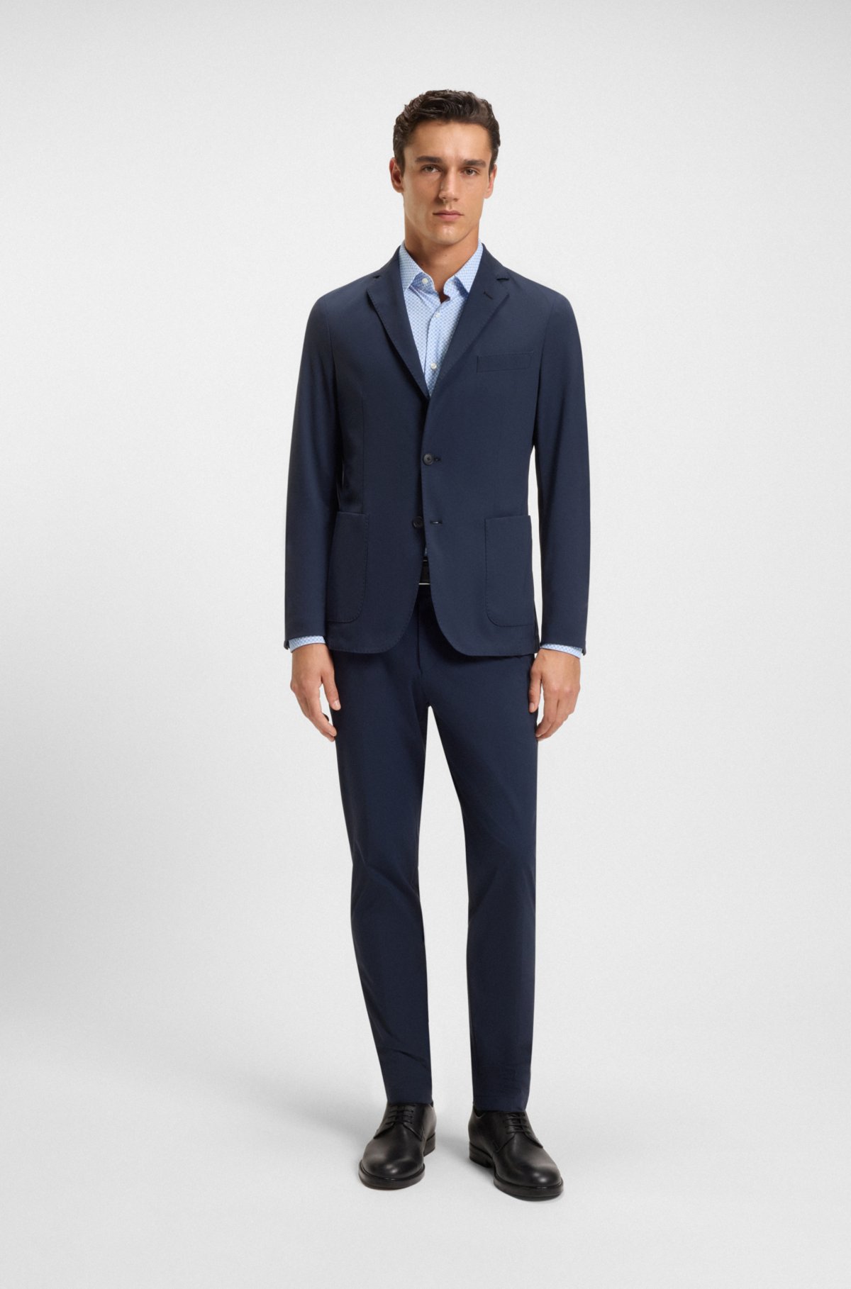 Printed slim-fit shirt in performance-stretch jersey