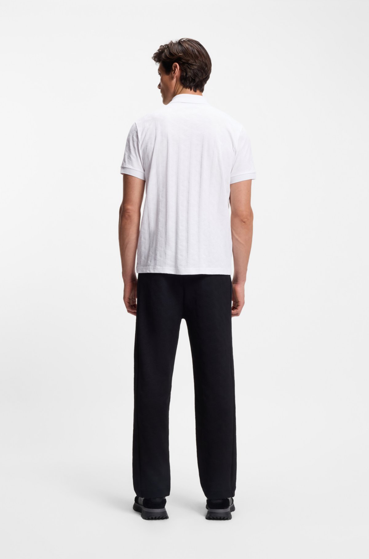 Jacquard-pattern polo shirt in mercerised cotton