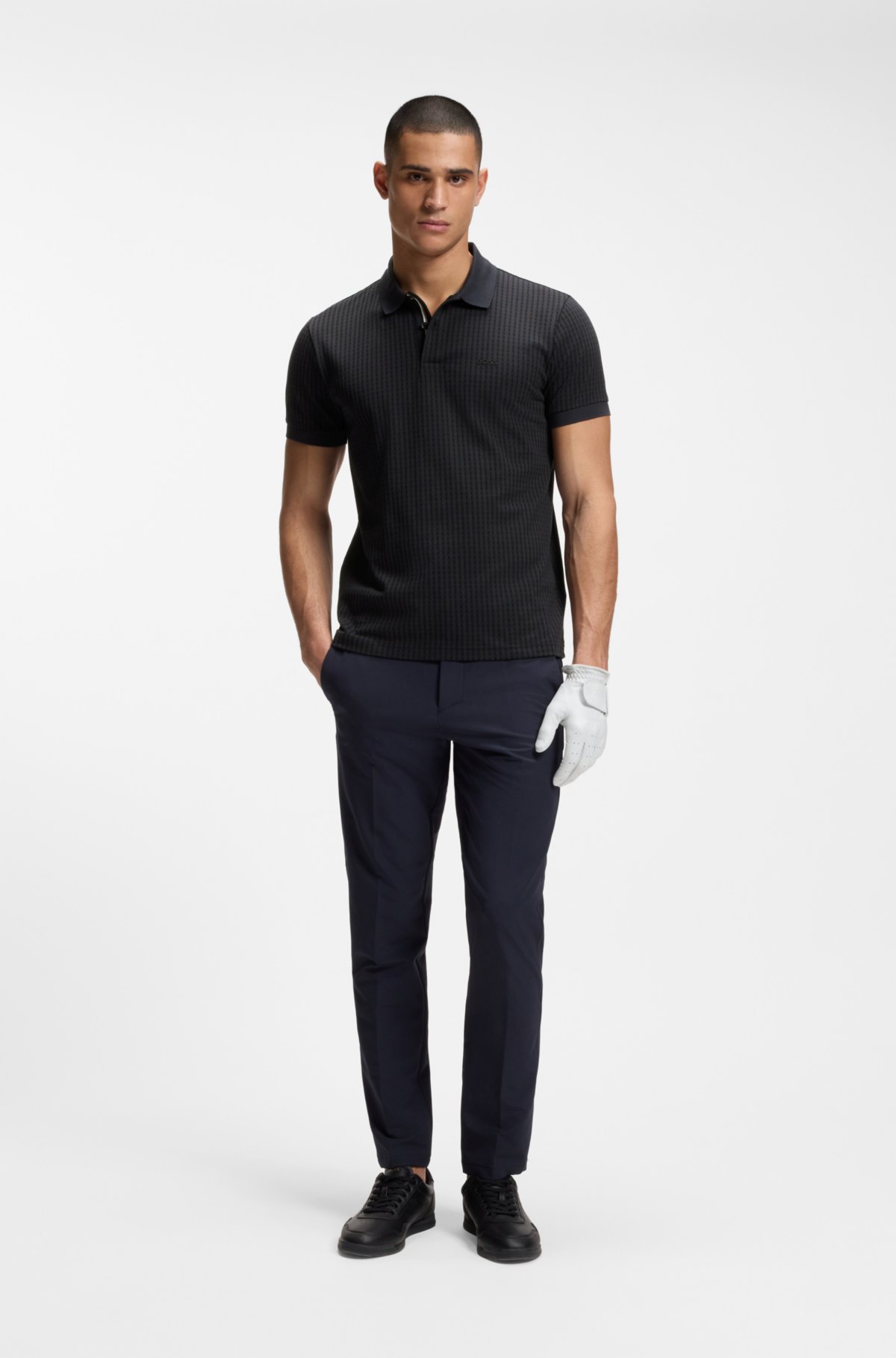 Cotton-piqué polo shirt with all-over print