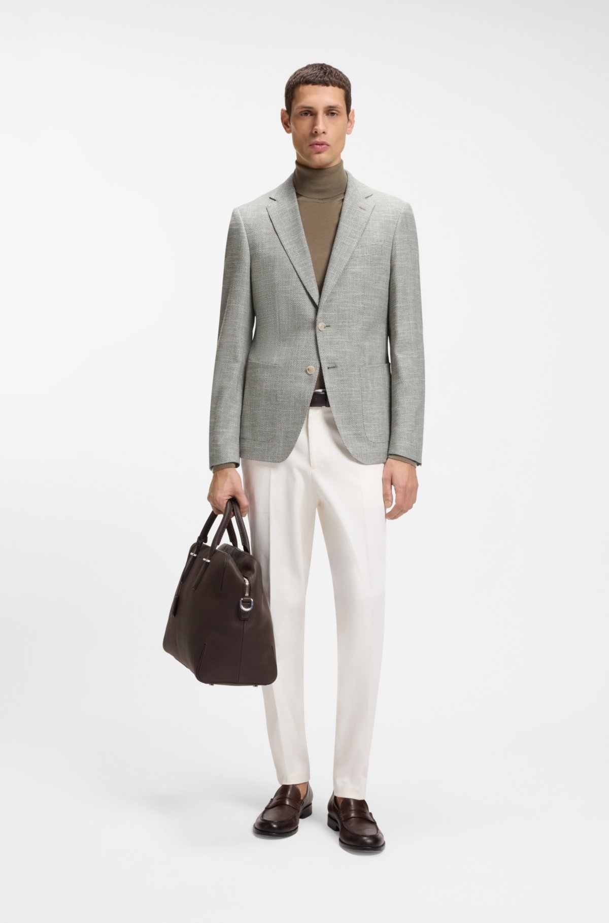 Patterned regular-fit jacket in a cotton blend