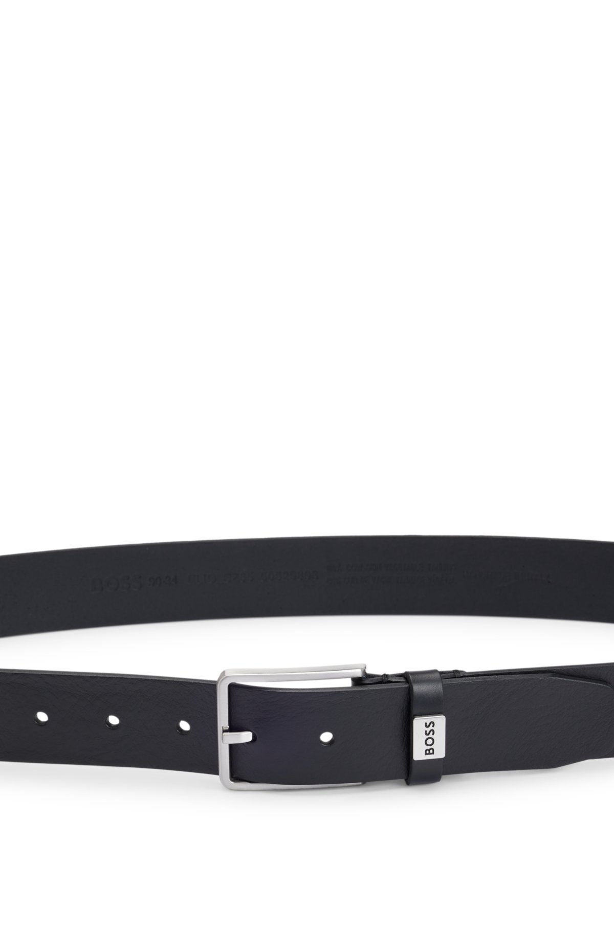 Logo-keeper belt in Italian leather