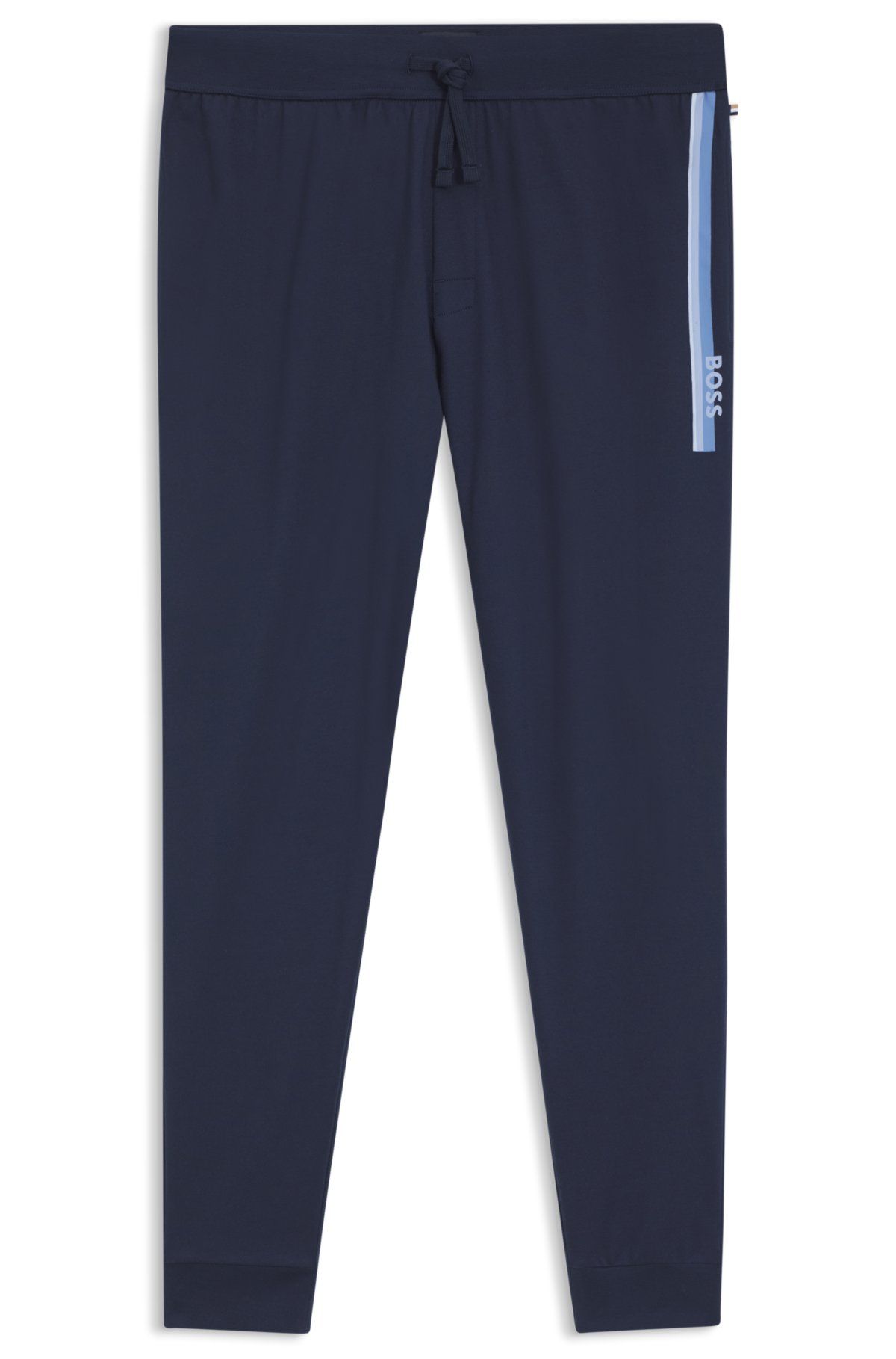 Cotton-terry tracksuit bottoms with logo and stripes