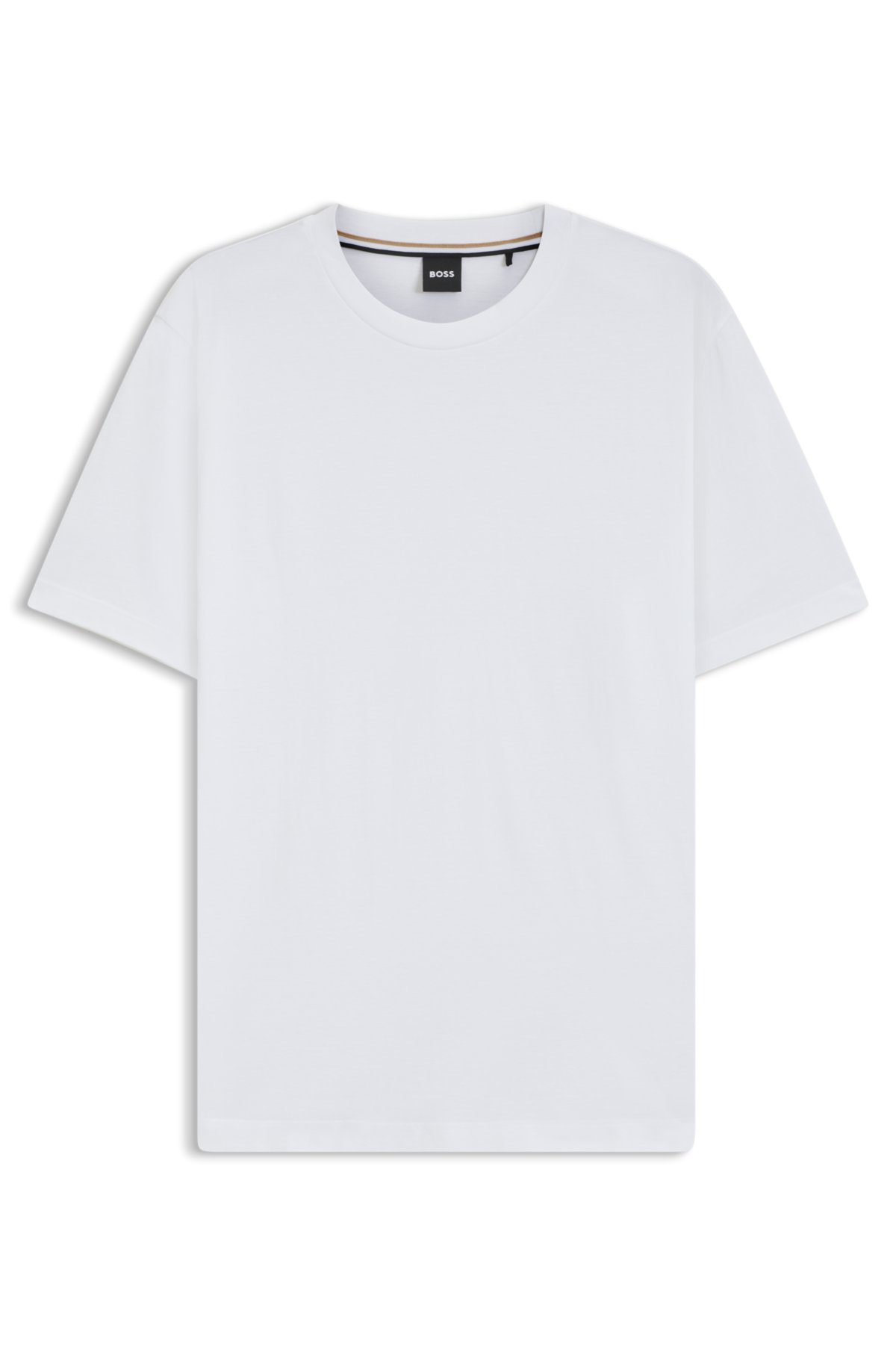 Ribbed-collar T-shirt in cotton jersey