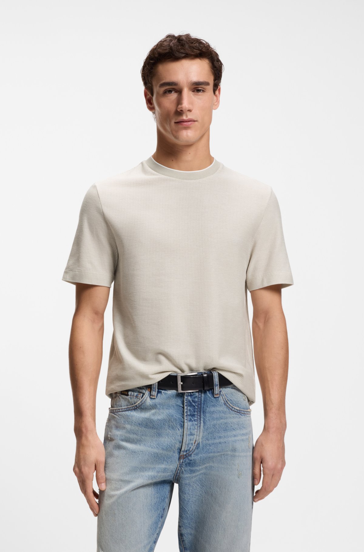 Cotton-silk T-shirt with rich structure