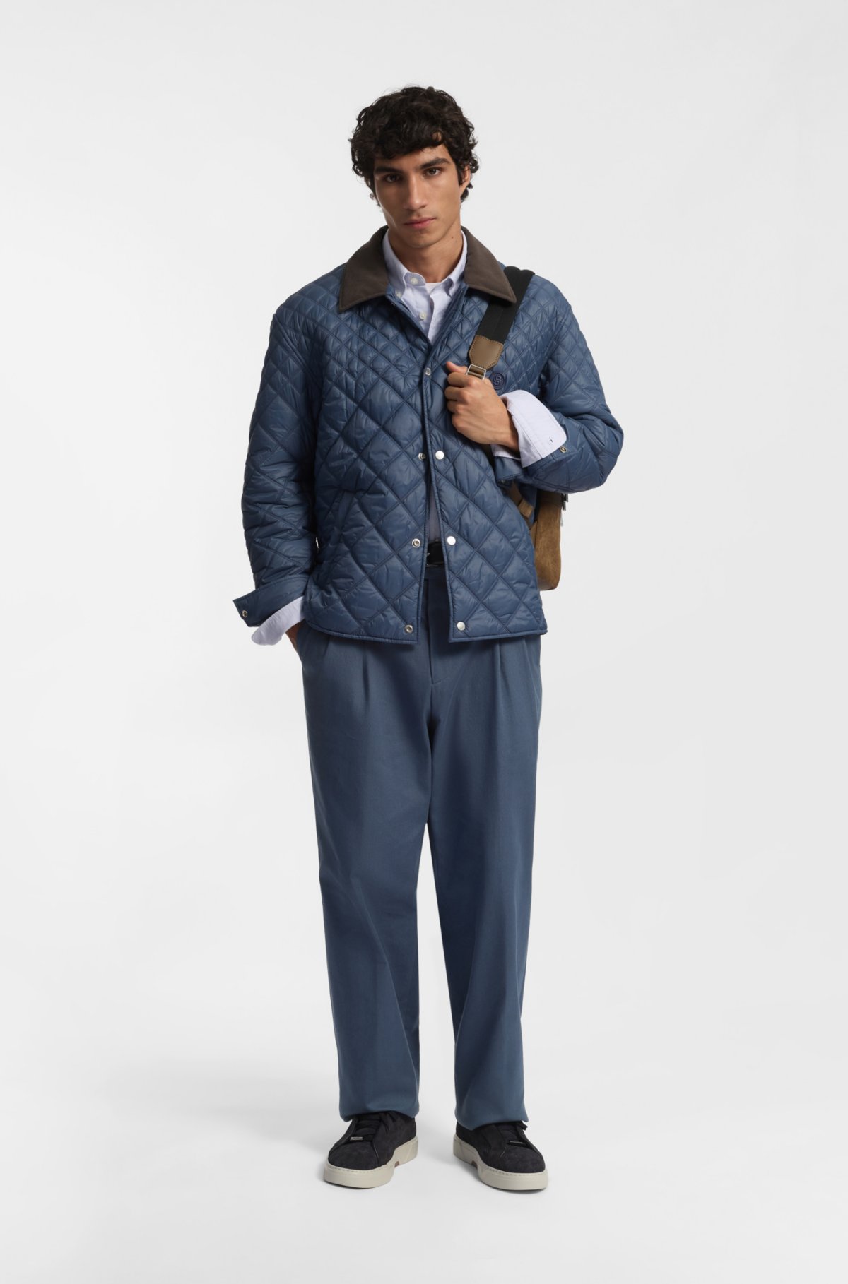 Tapered-fit trousers in stretch-cotton twill