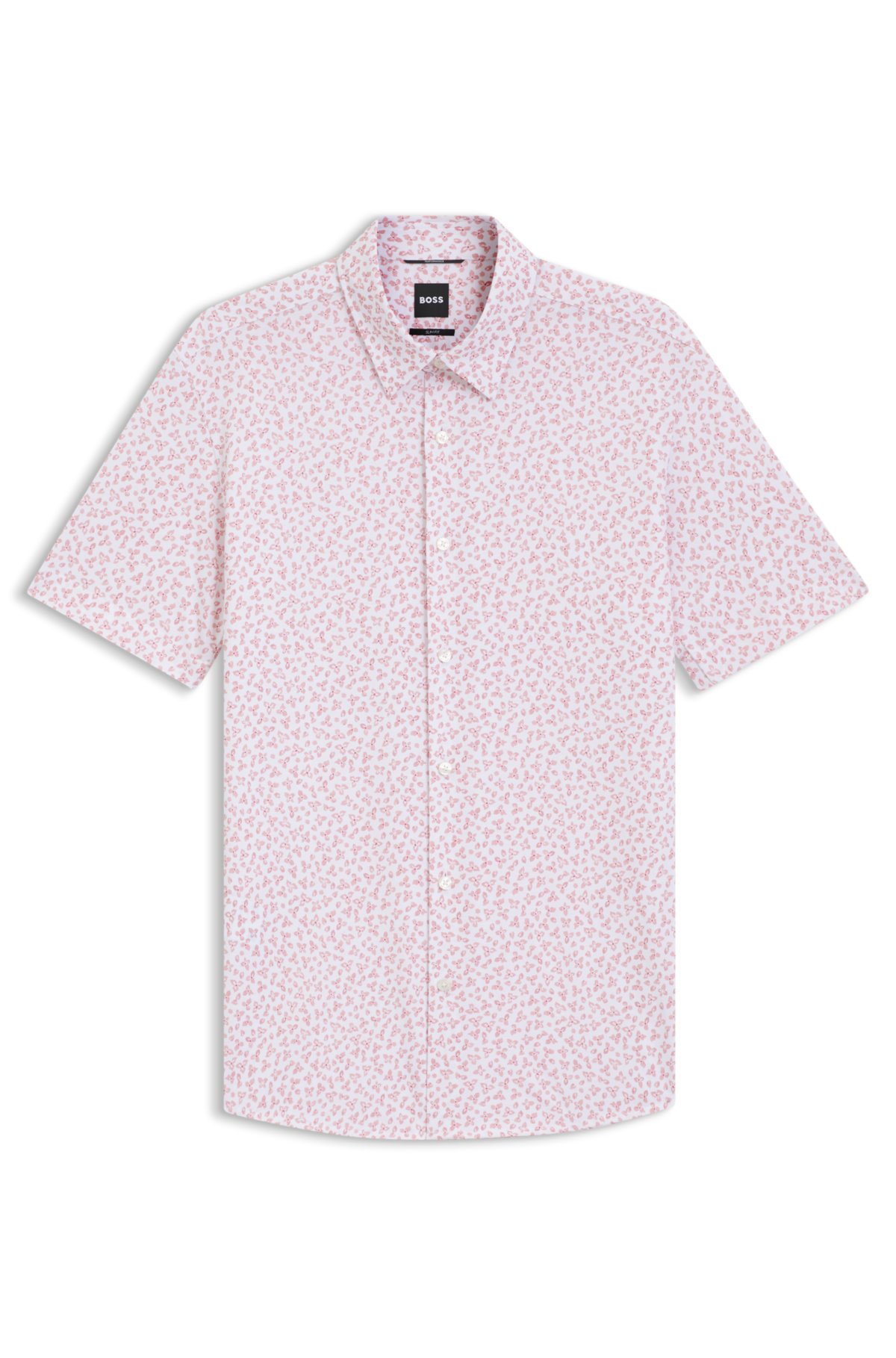 Printed slim-fit shirt in cotton-blend jersey