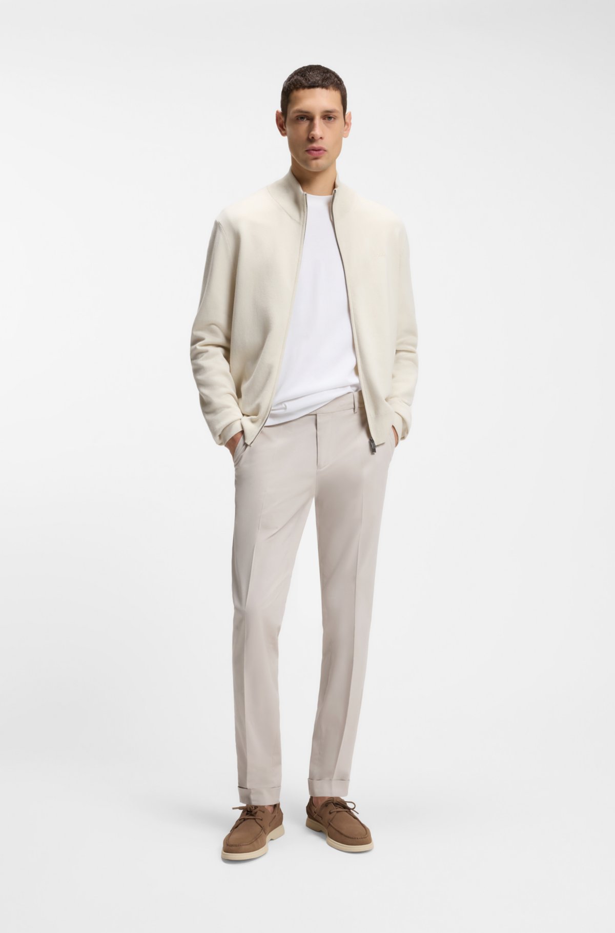 Washable slim-fit trousers in stretch cotton