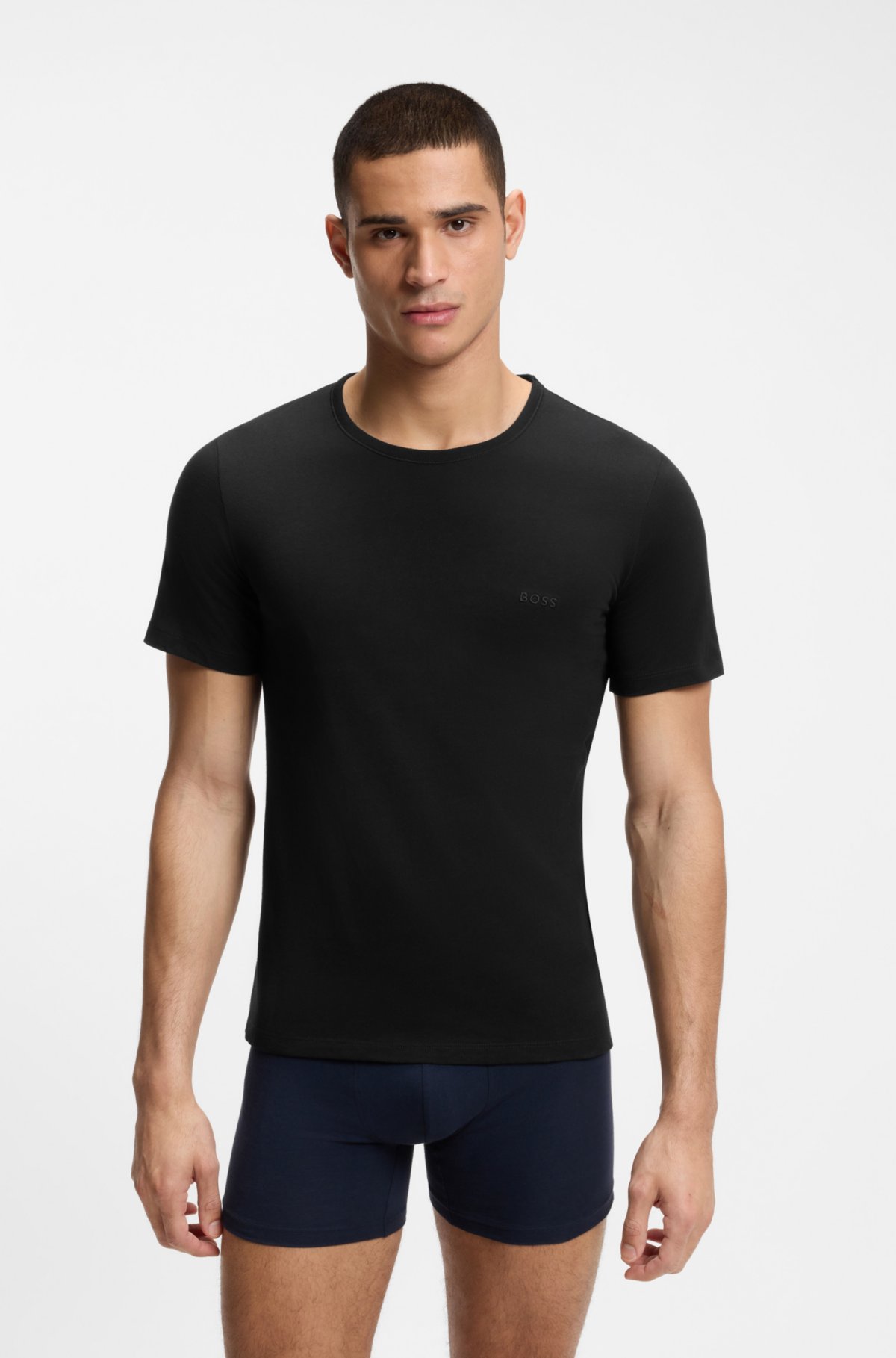 Three-pack of cotton underwear T-shirts with logos