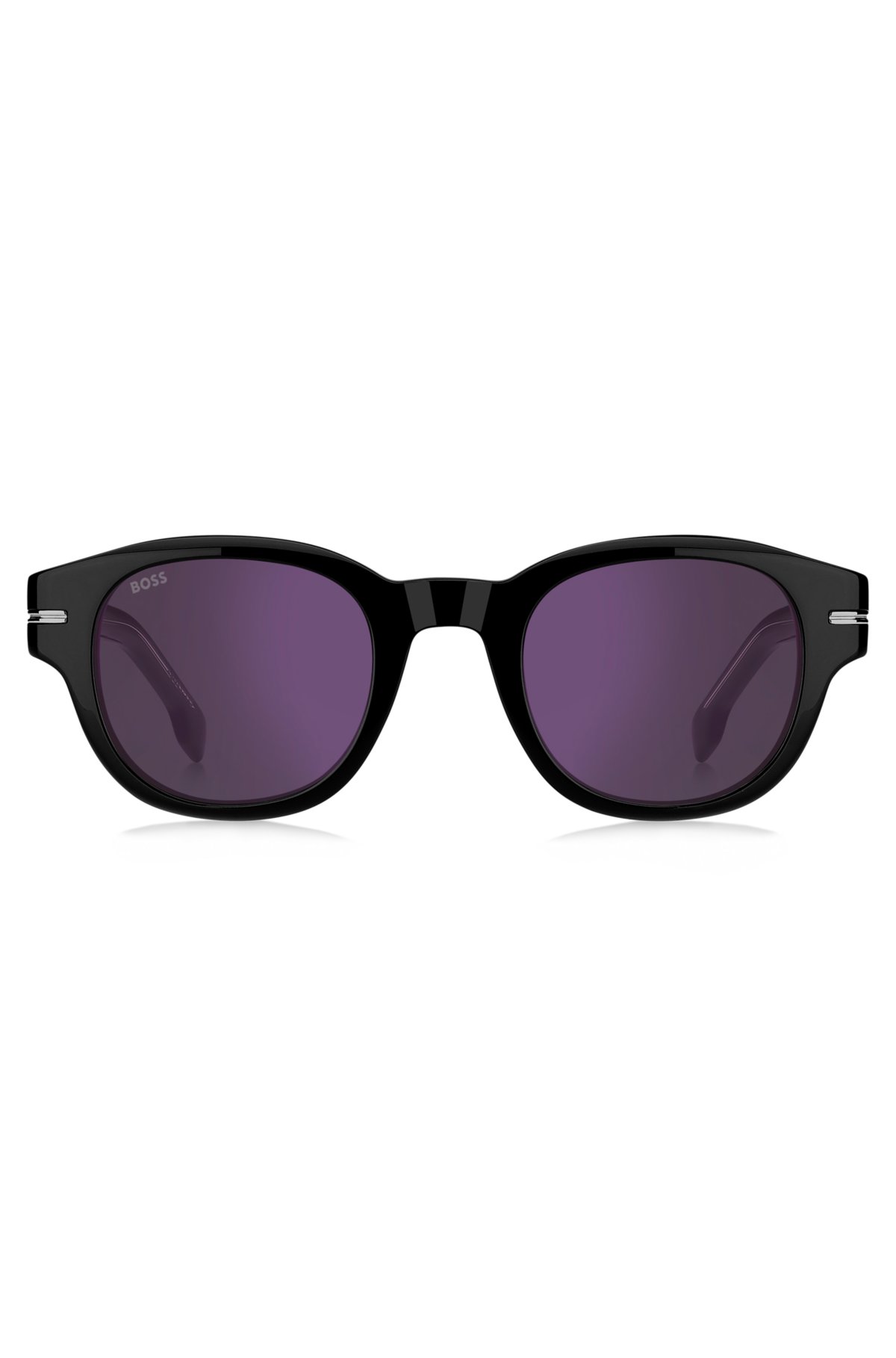 Black-acetate sunglasses with violet lenses