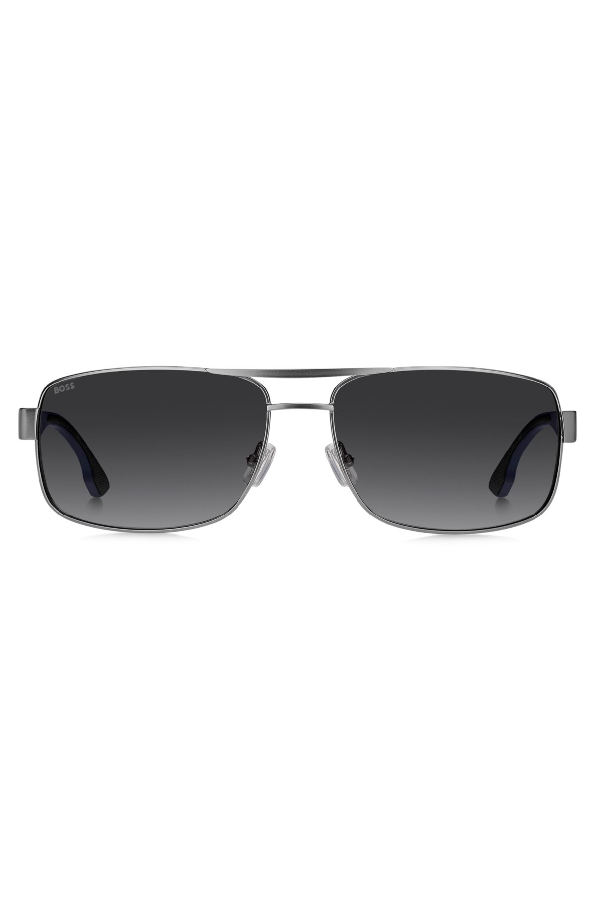 Double-bridge sunglasses with blue temples