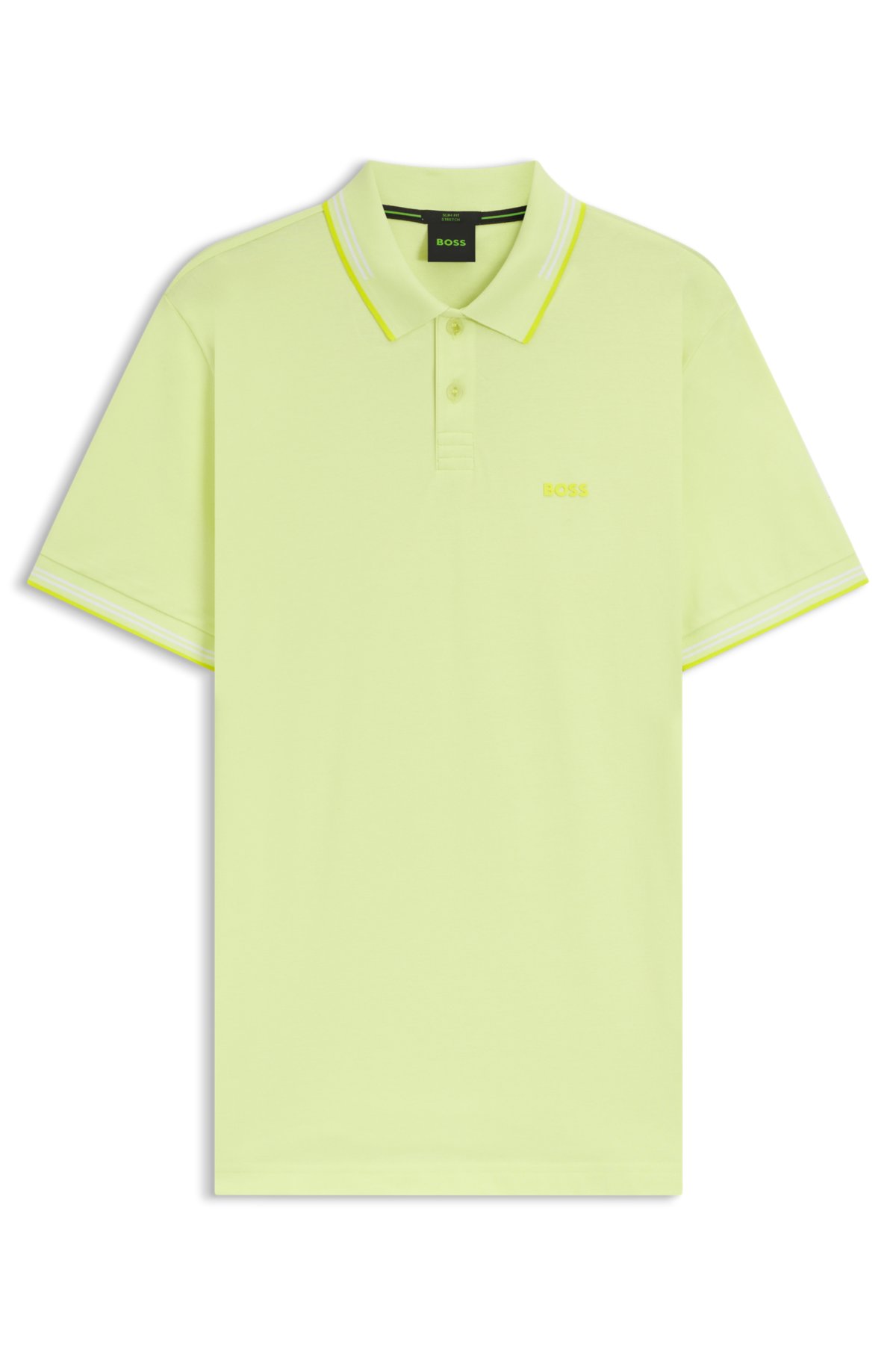 Stretch-cotton slim-fit polo shirt with branding and stripes