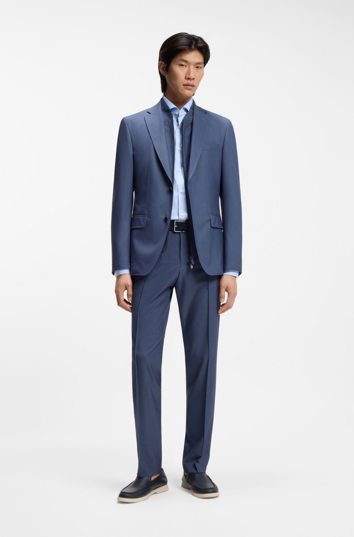 Easy-iron slim-fit shirt in cotton-blend poplin