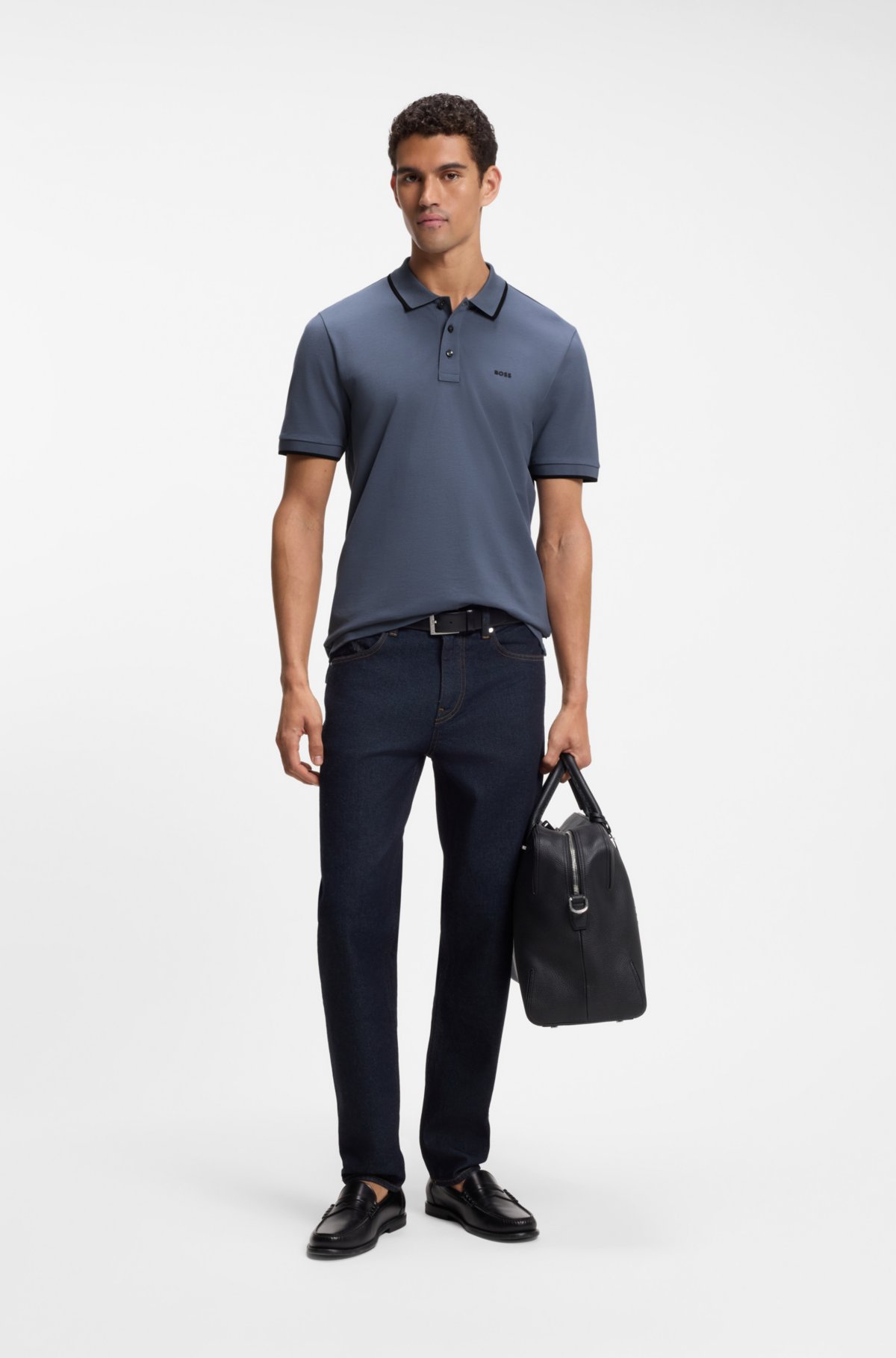 Cotton-piqué polo shirt with contrast tipping